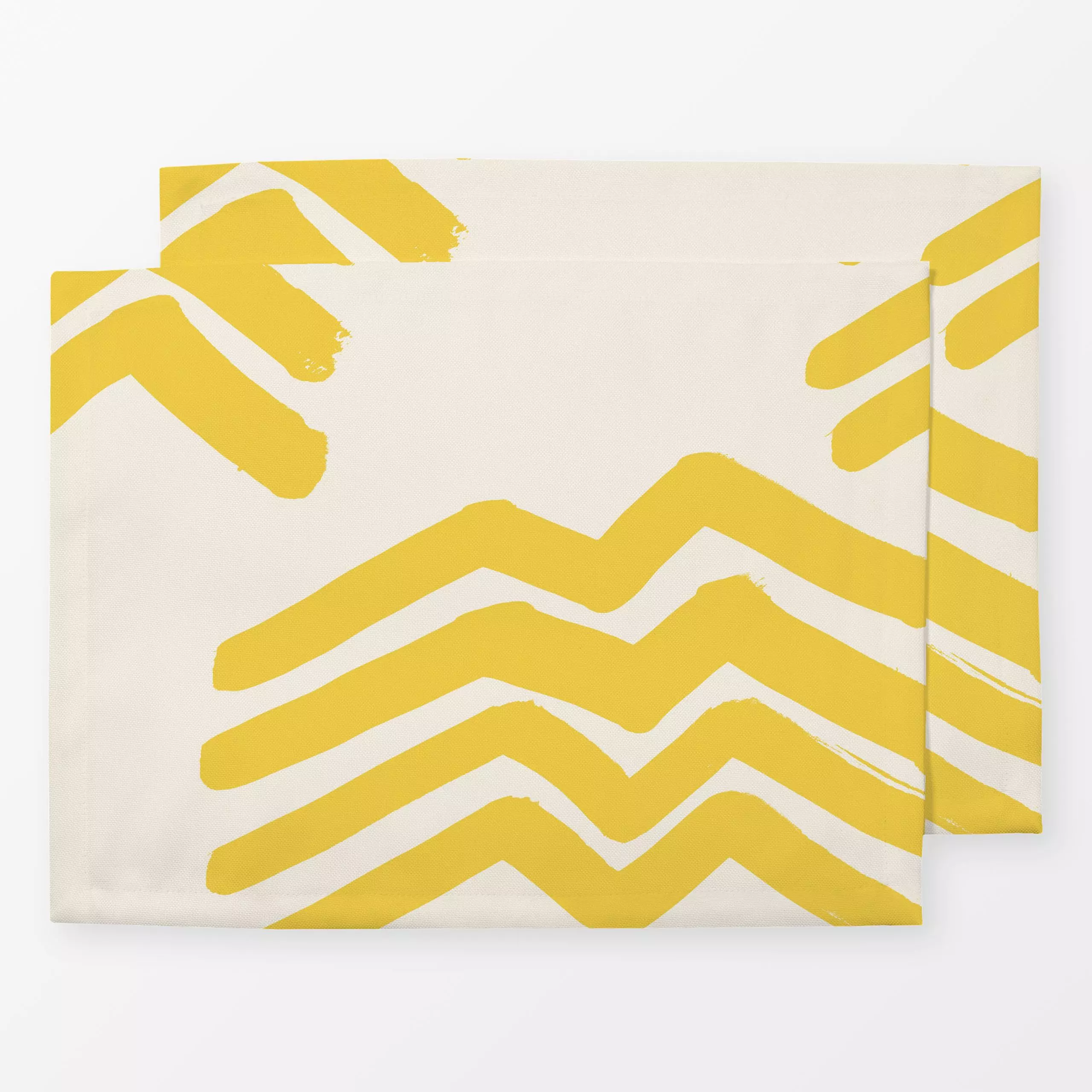 Tischset Boho Mountains yellow on cream - Natur & Landschaft, Symbole & Muster - von „Julia Schumacher"; boho, minimal, abst...