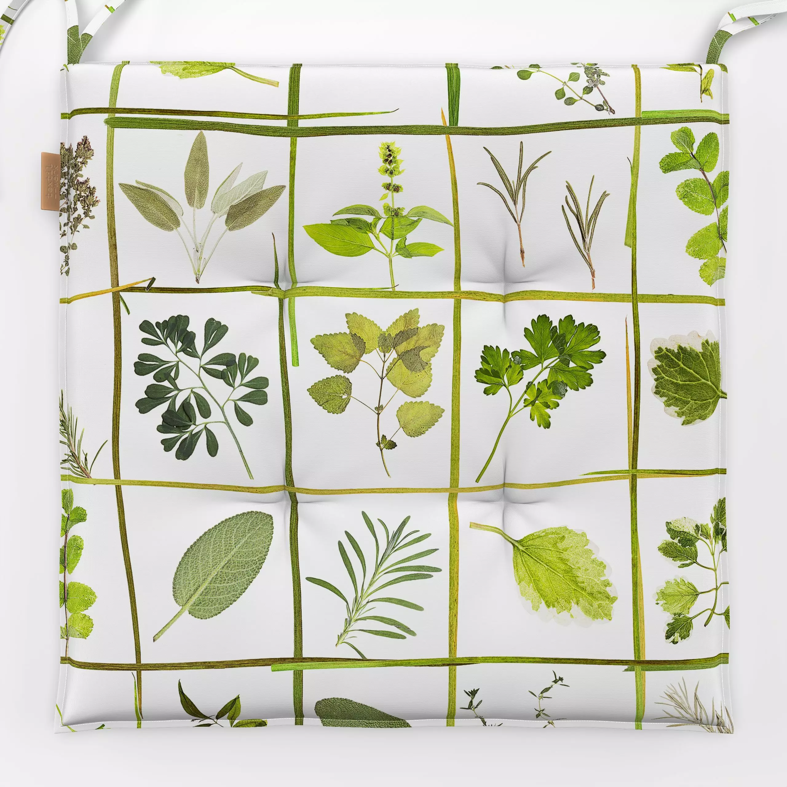 Sitzkissen Gartenkräuter und Wildkräuter - Blumen & Florales - von „Uta Naumann"; Muster, Natur, skandinavisch, Kräuter, Gar...