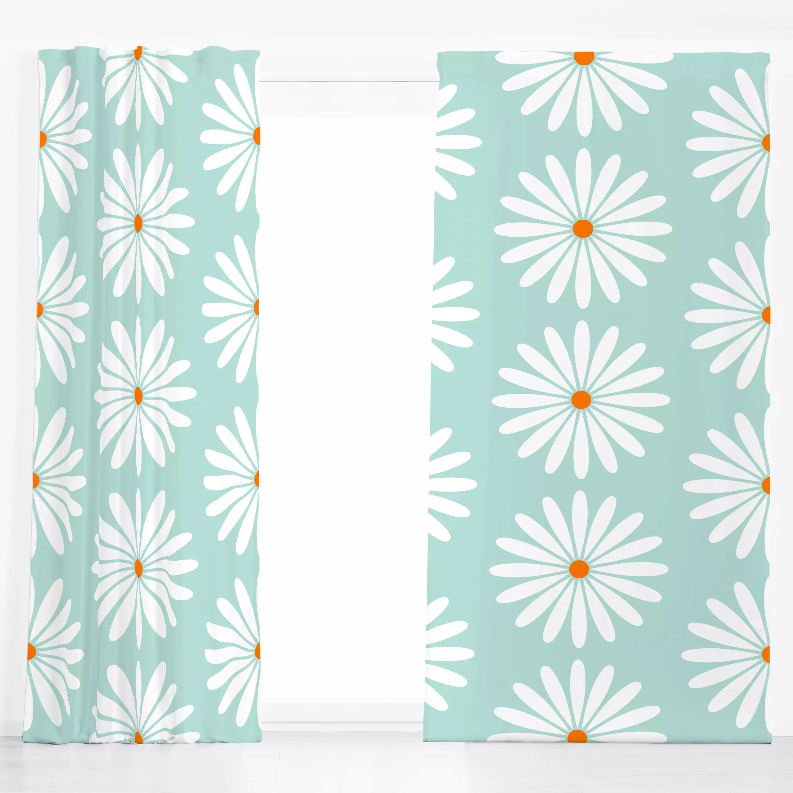 Dekovorhang Daisies Meadow - Blumen & Florales, Sommer, Pflanzen & Botanik - von „Uta Naumann"; minimal, abstrakt, Blumen, G...