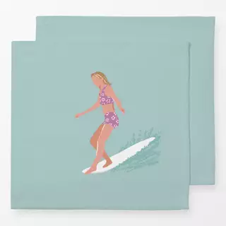 Servietten Longboard Surfer Girl türkis