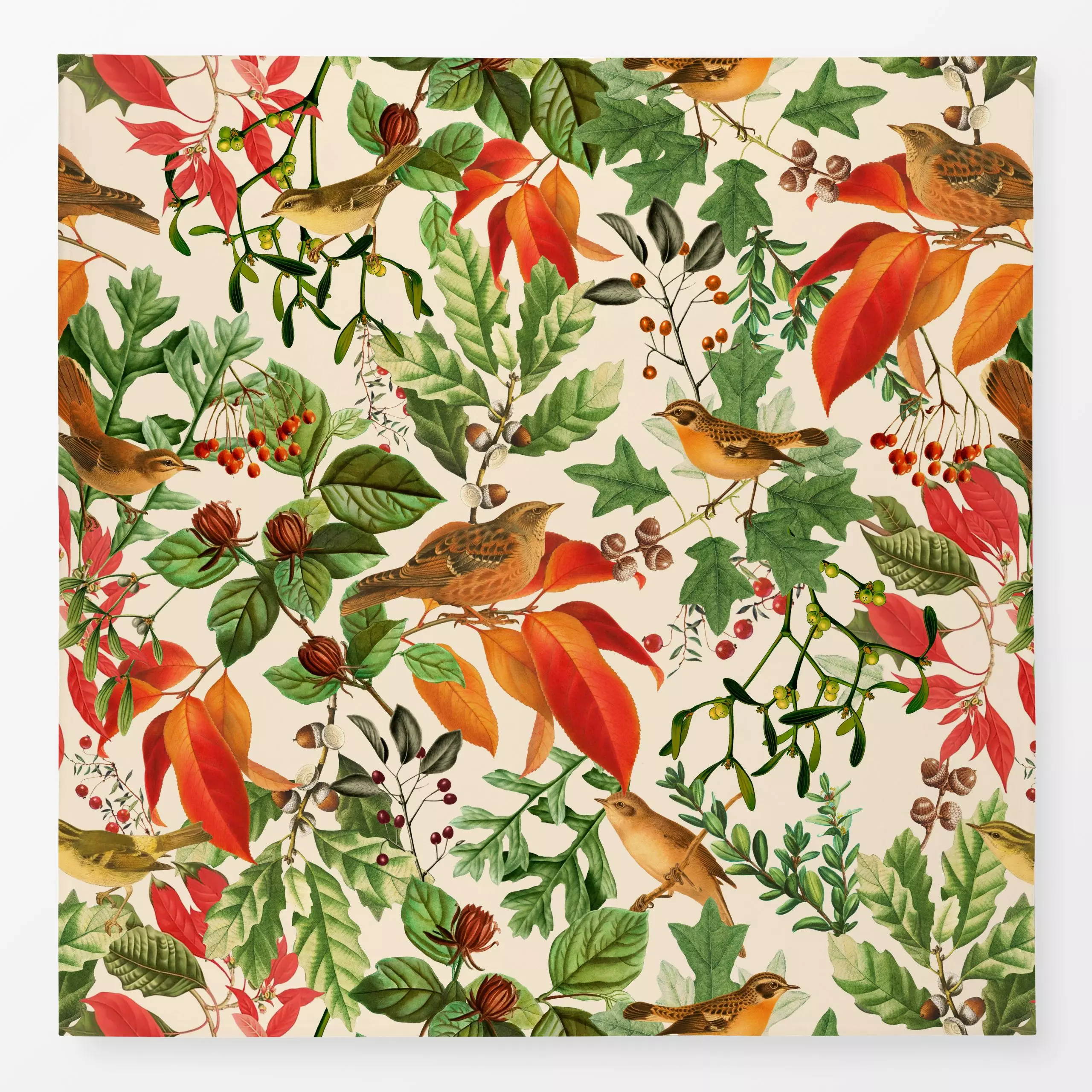 Tischdecke Goldener Herbst Beige - Blumen & Florales, Herbst, Tiere - von „Uta Naumann"; Natur, Blätter, Garten, Vogel, vint...