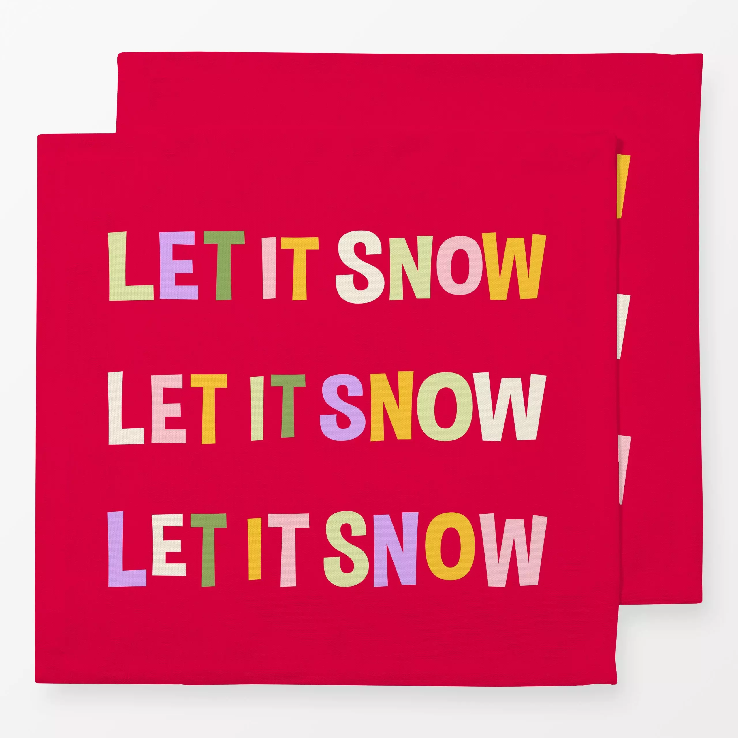 Servietten Let It Snow red - Sprüche & Schriftzüge, Weihnachten, Winter - von „Karen Menzenbach"; Weihnachten, Winter, typog...