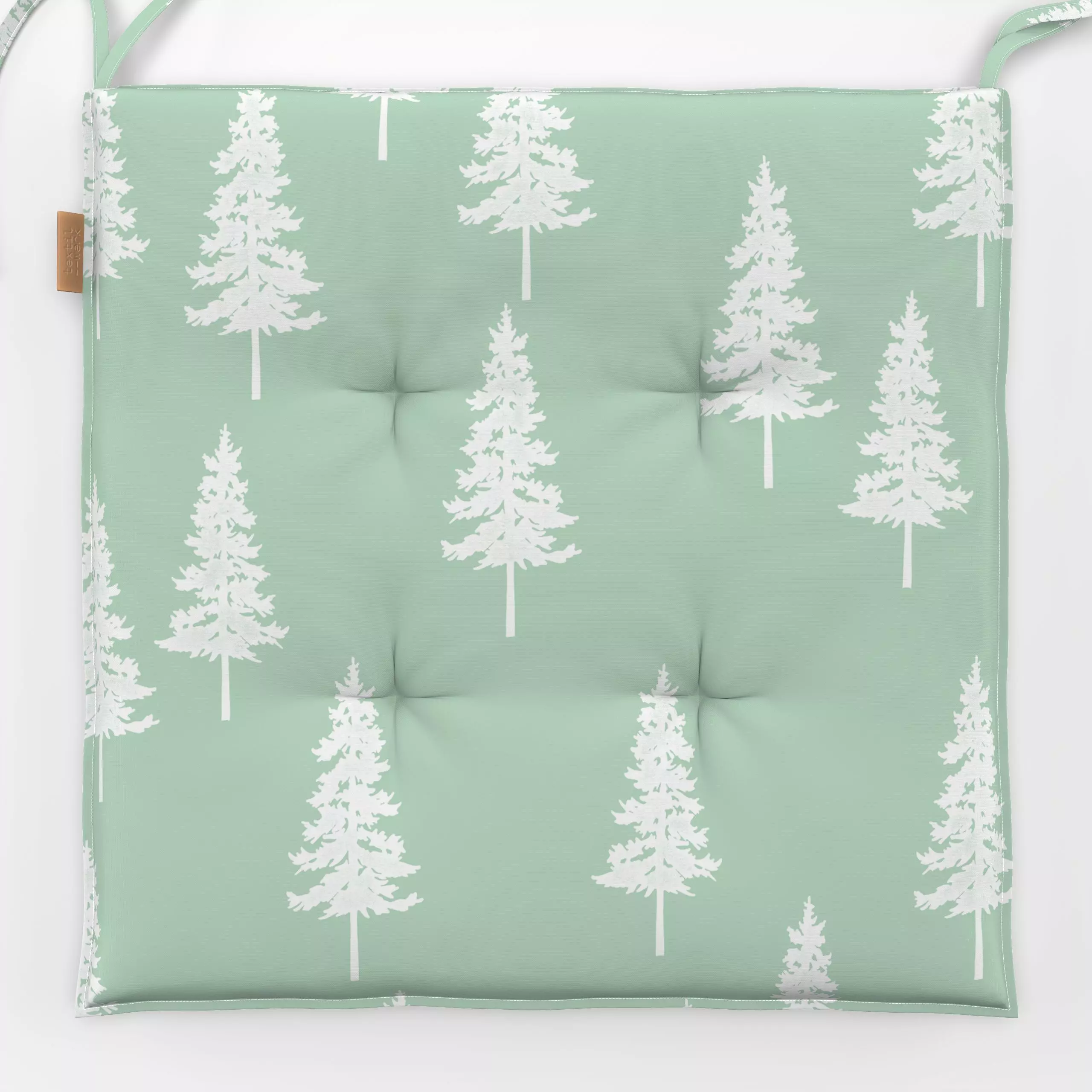 Sitzkissen Tannenbäume mint - Weihnachten, Winter - von „Studio Kesse"; Bäume, Wald, Tannenbaum, Tannenzapfen, Weihnachtsbau...