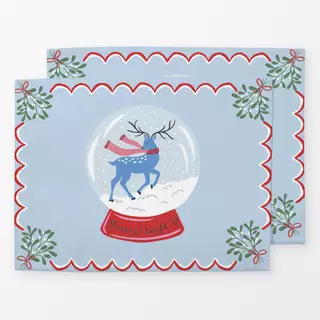 Tischset Winterreh in Schneekugel