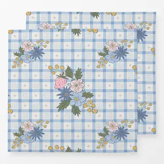 Servietten Blumen Picknick Karo Blau