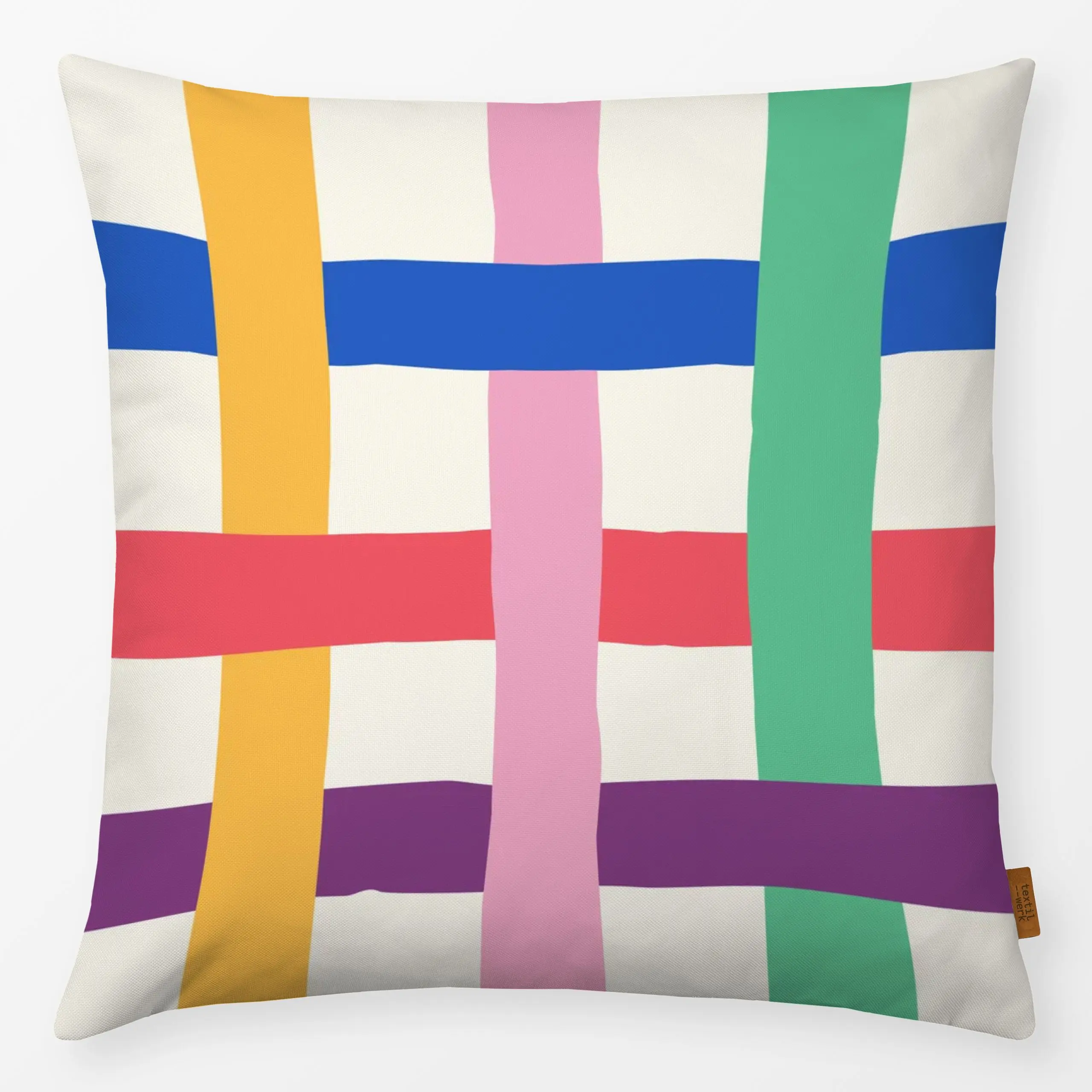 Kissen Muster Karo Streifen - bunt - Frühling, Symbole & Muster - von „Heyduda"; Muster, grafisch, Ostern, Karo, bunt, frisc...