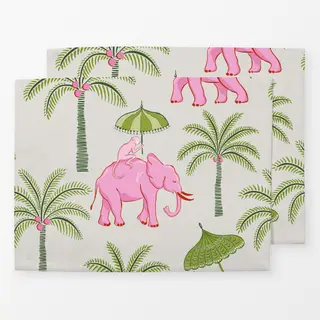 Tischset pink elephants with parasols