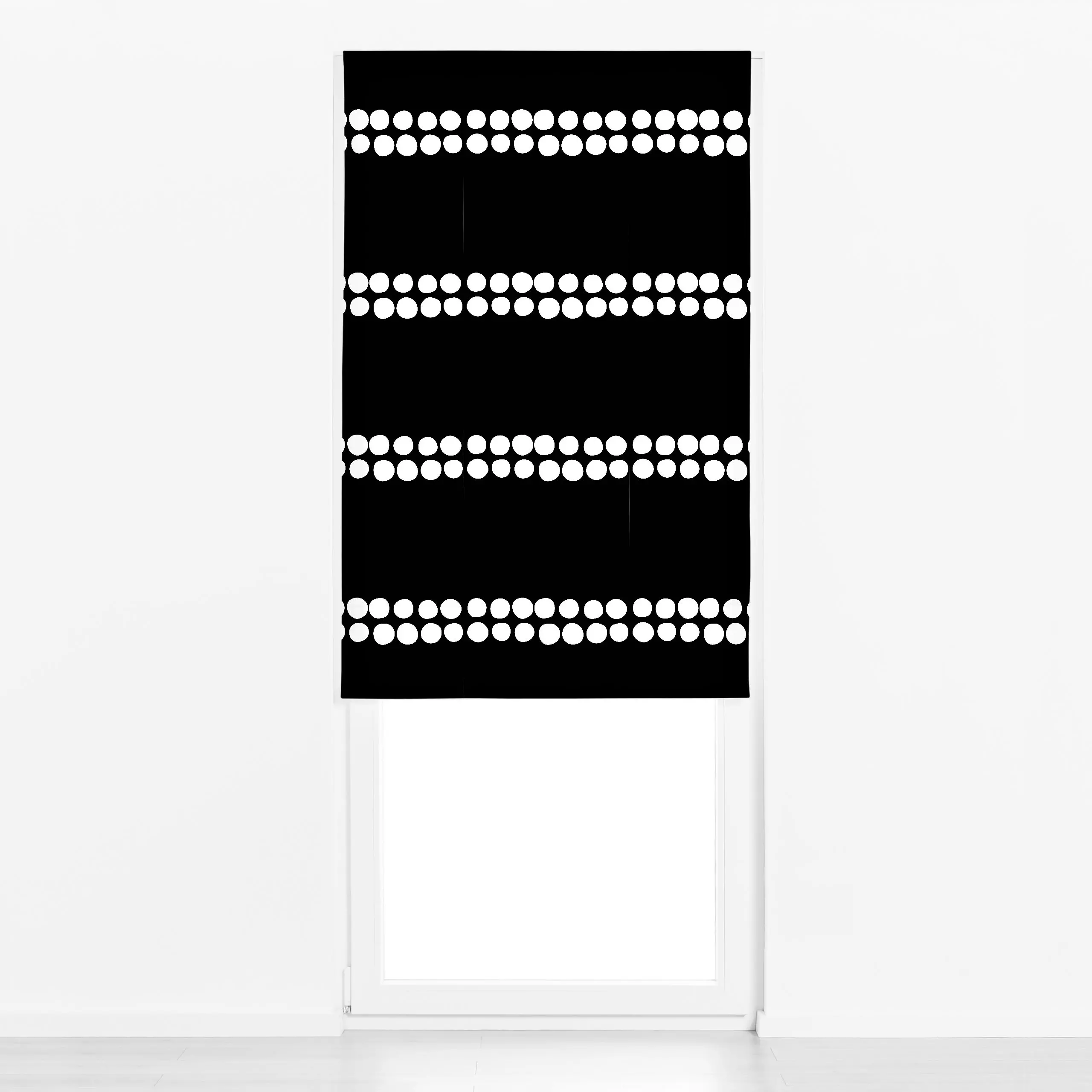 Raffrollo Black&White: Dots 1 - Symbole & Muster - von „Heyduda"; Muster, Punkte, Dots, schlicht, blackandwhite, Polkadots, ...