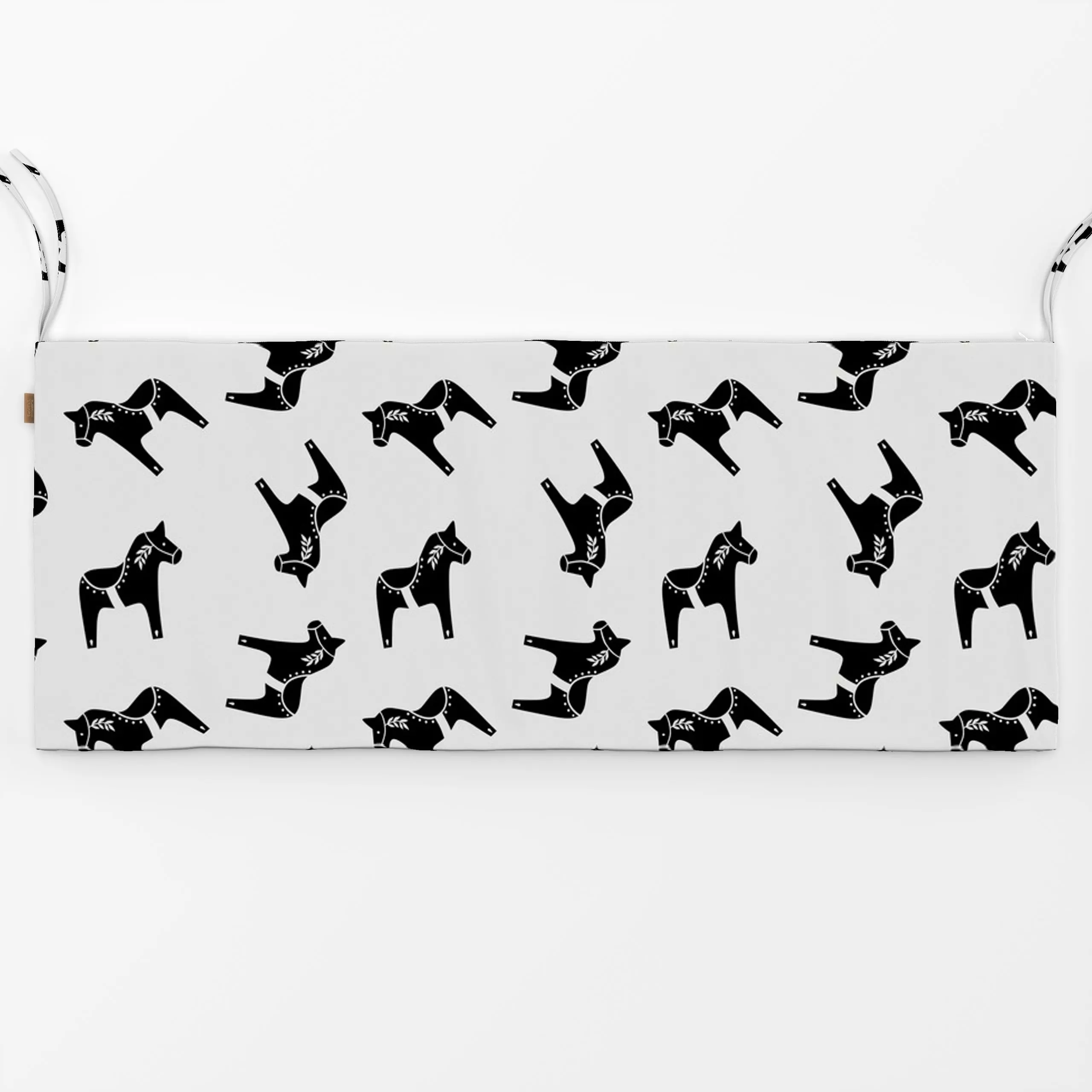 Bankauflage Muster Dalapferd Schwarz - Weihnachten, Winter - von „Kerstin Ax"; Muster, schwarz, skandinavisch, Weihnachten, ...