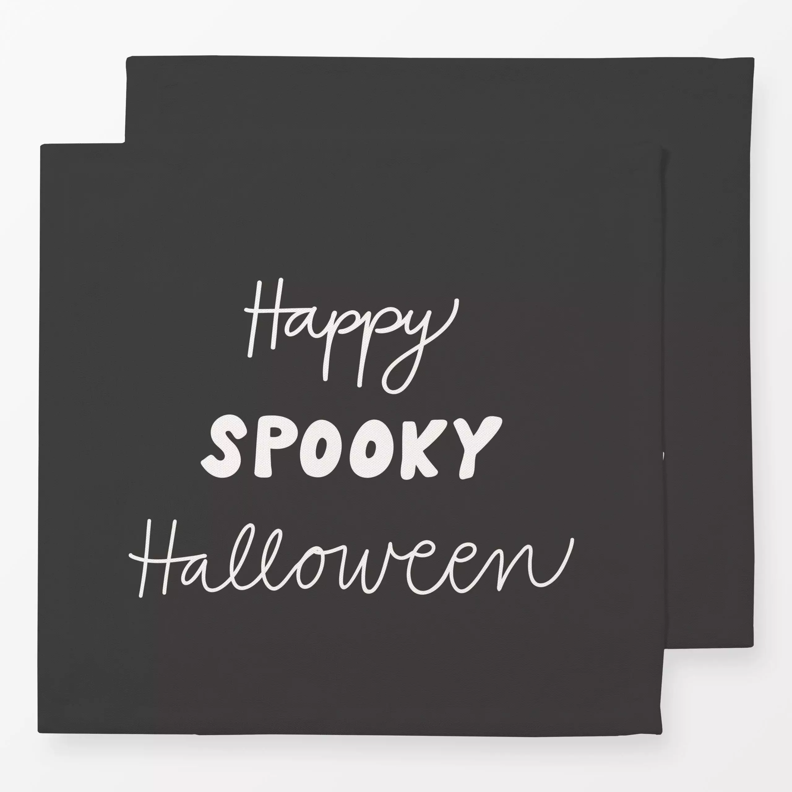 Servietten Happy Spooky Halloween dunkel - Herbst, Sprüche & Schriftzüge - von „Kathrin Woo"; anthrazit, typografie, dunkelg...