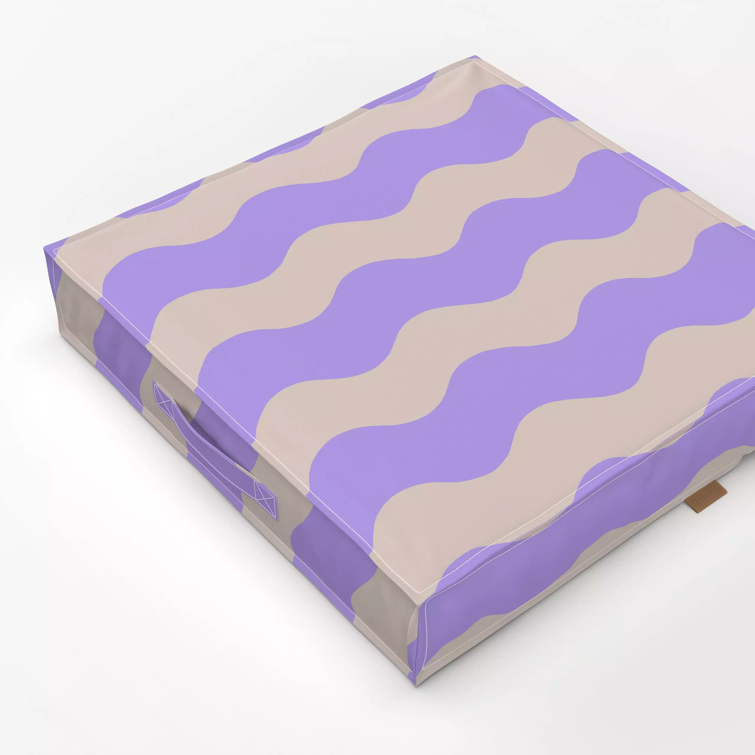 Bodenkissen Große Wellen flieder beige - Symbole & Muster - von „Studio Kesse“; Kinder, Streifen, Geburt & Baby, Kinderzimme...