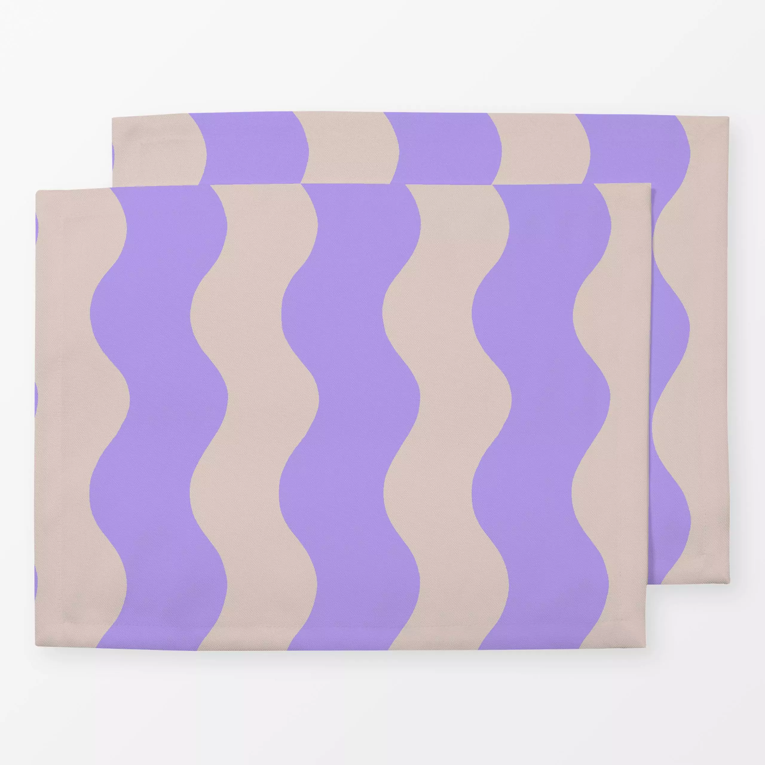 Tischset Große Wellen flieder beige - Symbole & Muster - von „Studio Kesse"; Kinder, Streifen, Geburt & Baby, Kinderzimmer, ...