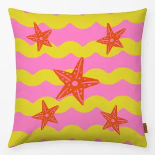 Kissen Wellen Seesterne Pink Gelb