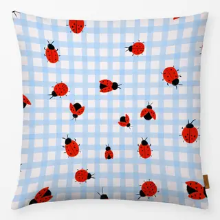 Kissen Marienkäfer Kariert Blau