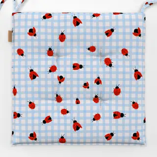 Sitzkissen Marienkäfer Kariert Blau