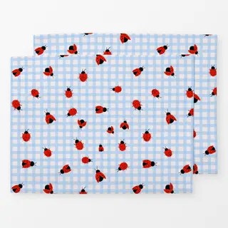 Tischset Marienkäfer Kariert Blau
