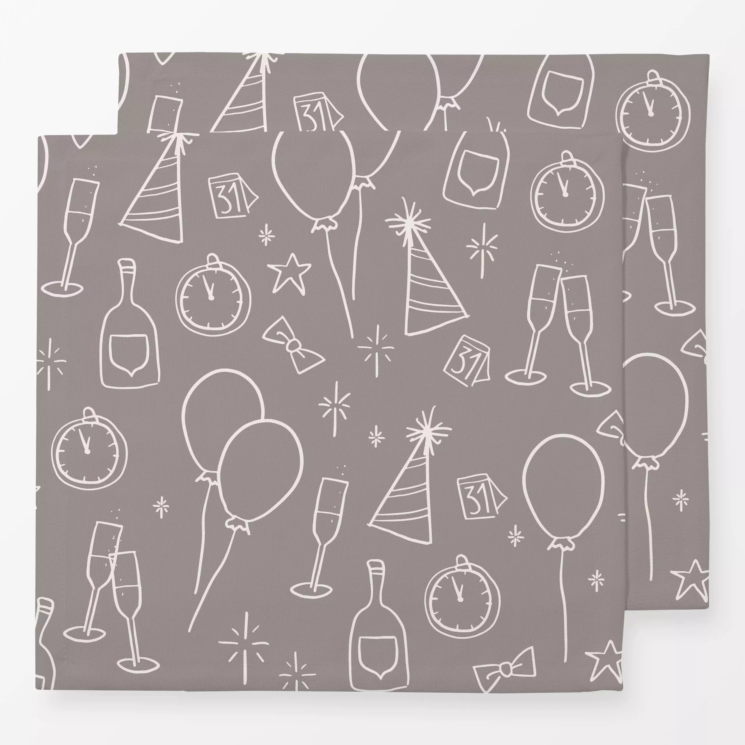 Servietten Party Pattern - Anlässe - von „Kruth Design"; grau, Luftballons, party, silvester, kruthdesign, neujahr