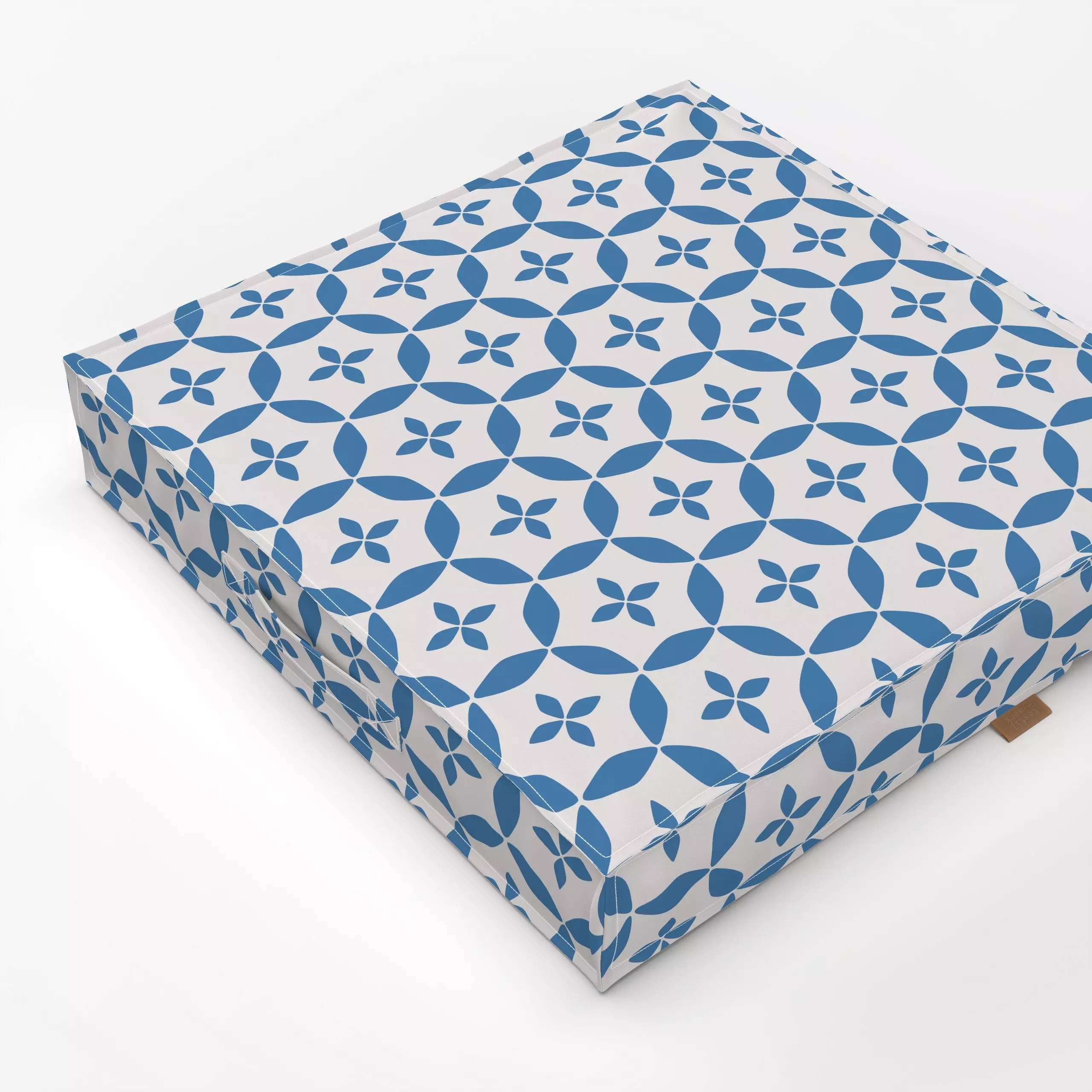 Bodenkissen Blockprint Indigo Blau - Sommer, Symbole & Muster - von „Heyduda"; Muster, Garten, Meer, Strand, Hygge, Sommer, ...