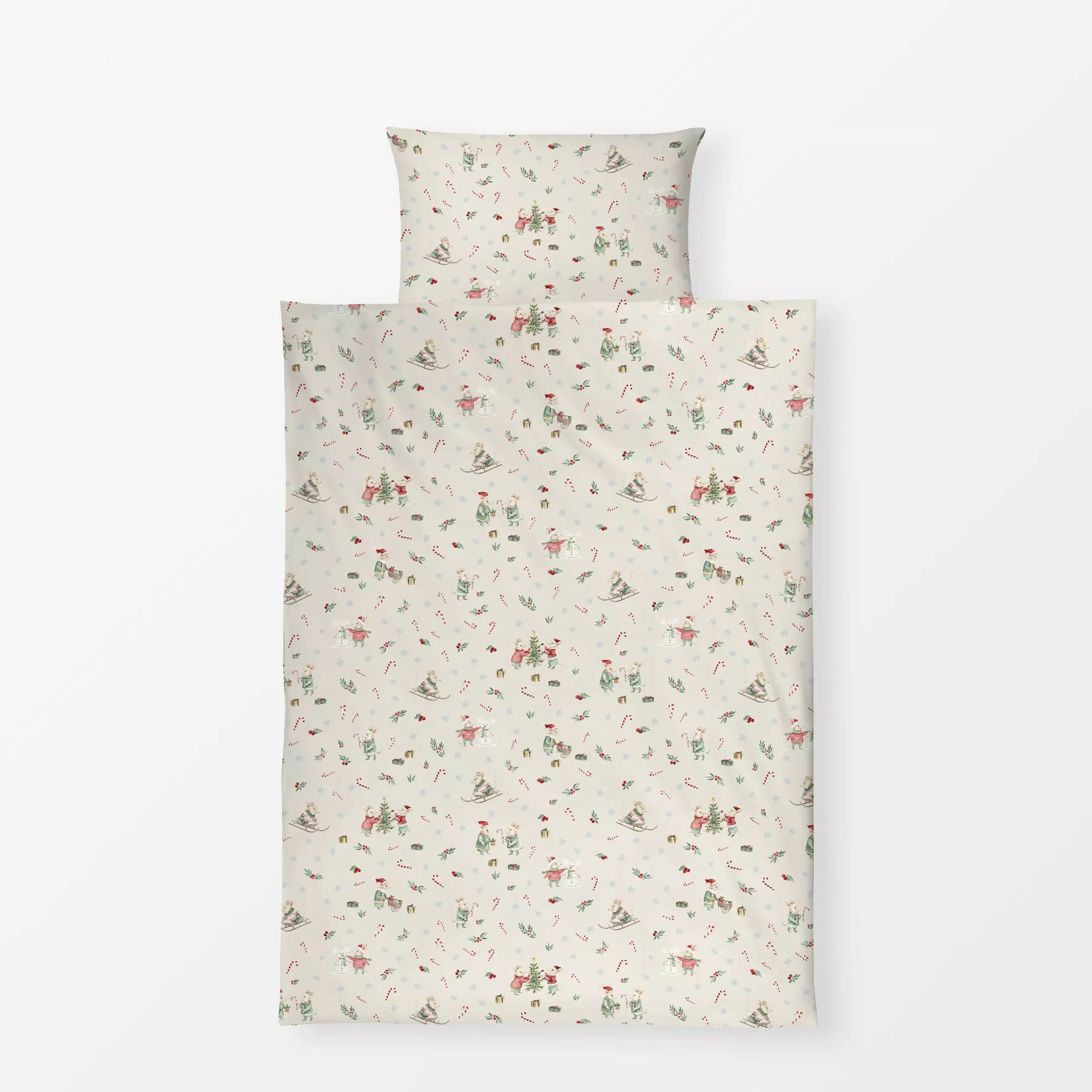 Bettwäsche Wichtel Maus Muster - Kinderzimmer & Motive für Kinder, Anlässe - von „Katrin Graff"; Kinderzimmer, Schnee, weihn...