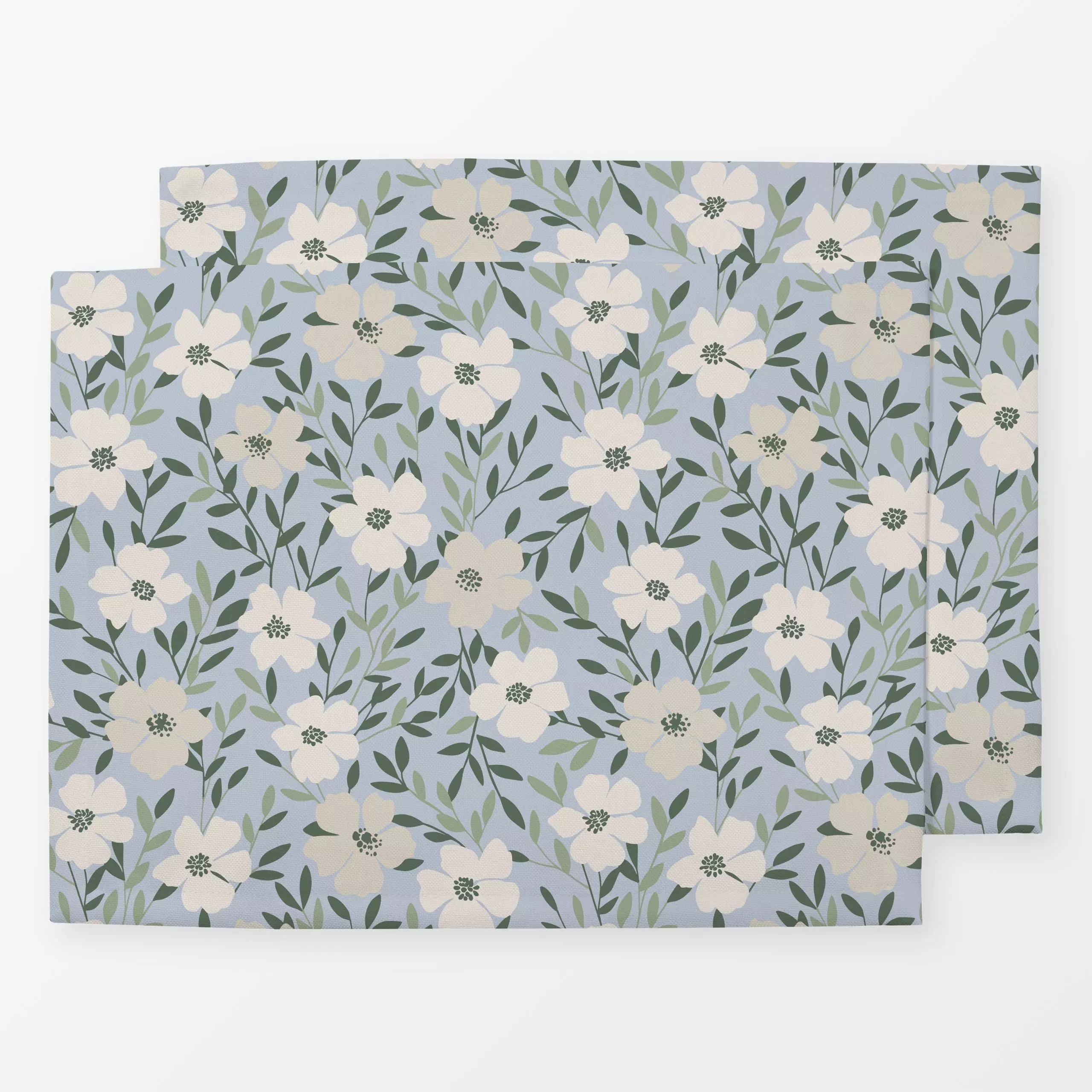 Tischset Wildblüten Hellblau - Blumen & Florales - von „Studio Kesse"; Trockenblumen, Garten, Blüten, Geburt & Baby, floral,...
