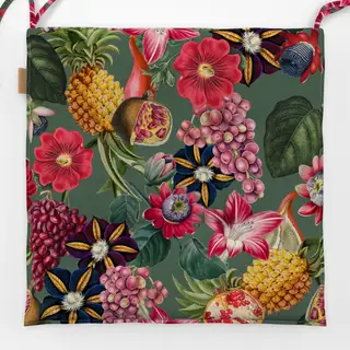 Sitzkissen Tropenblüten & Früchte grün