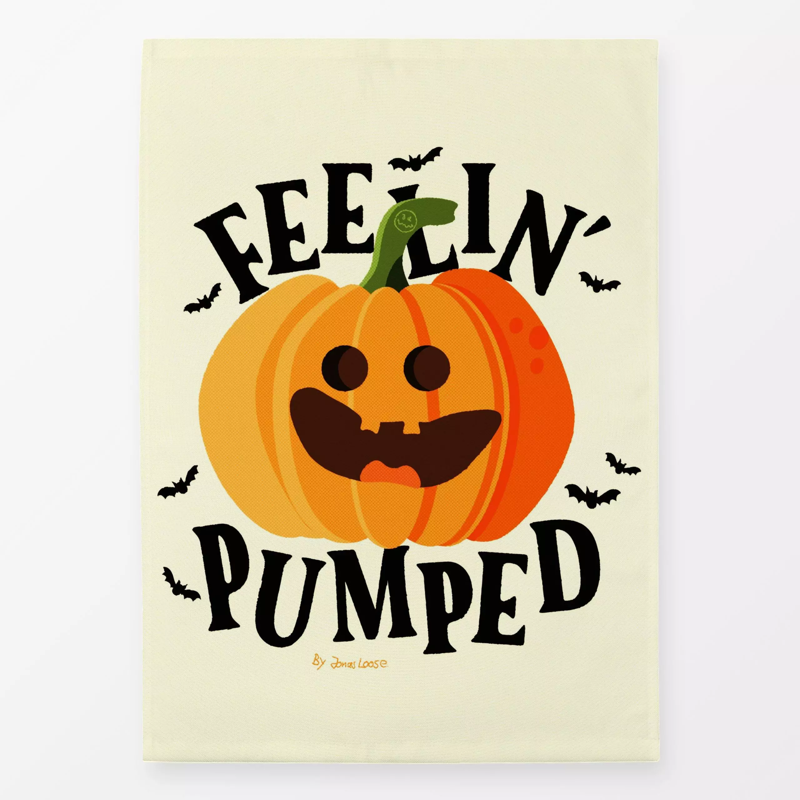 Geschirrtücher Feeling Pumped - Herbst - von „Jonas Loose"; Lustig, Humor, Halloween, Pumpkin, fledermaus