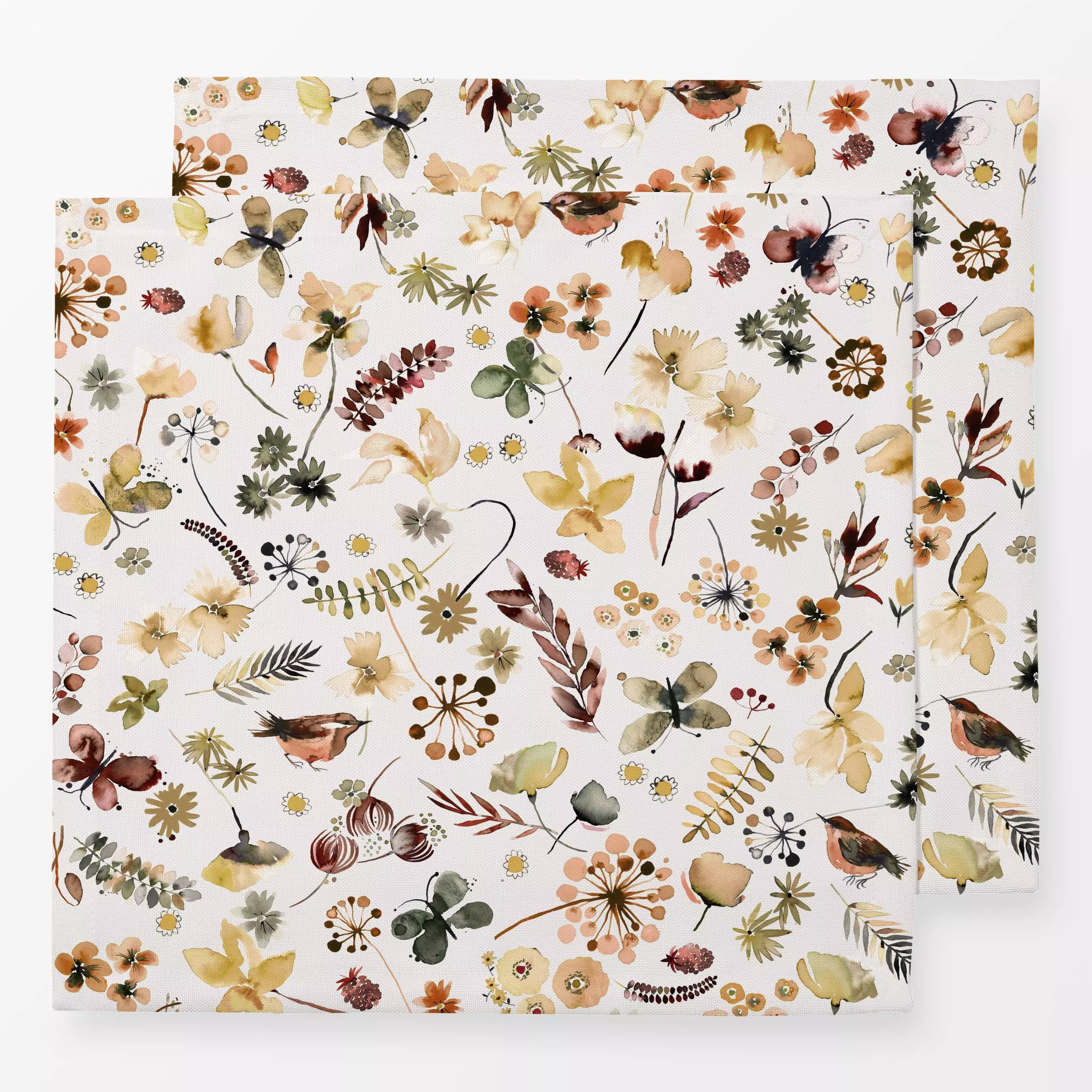 Servietten Wild Nature Plants Beige - Blumen & Florales, Tiere, Pflanzen & Botanik - von „Ninola Design "; Aquarell, Natur, ...