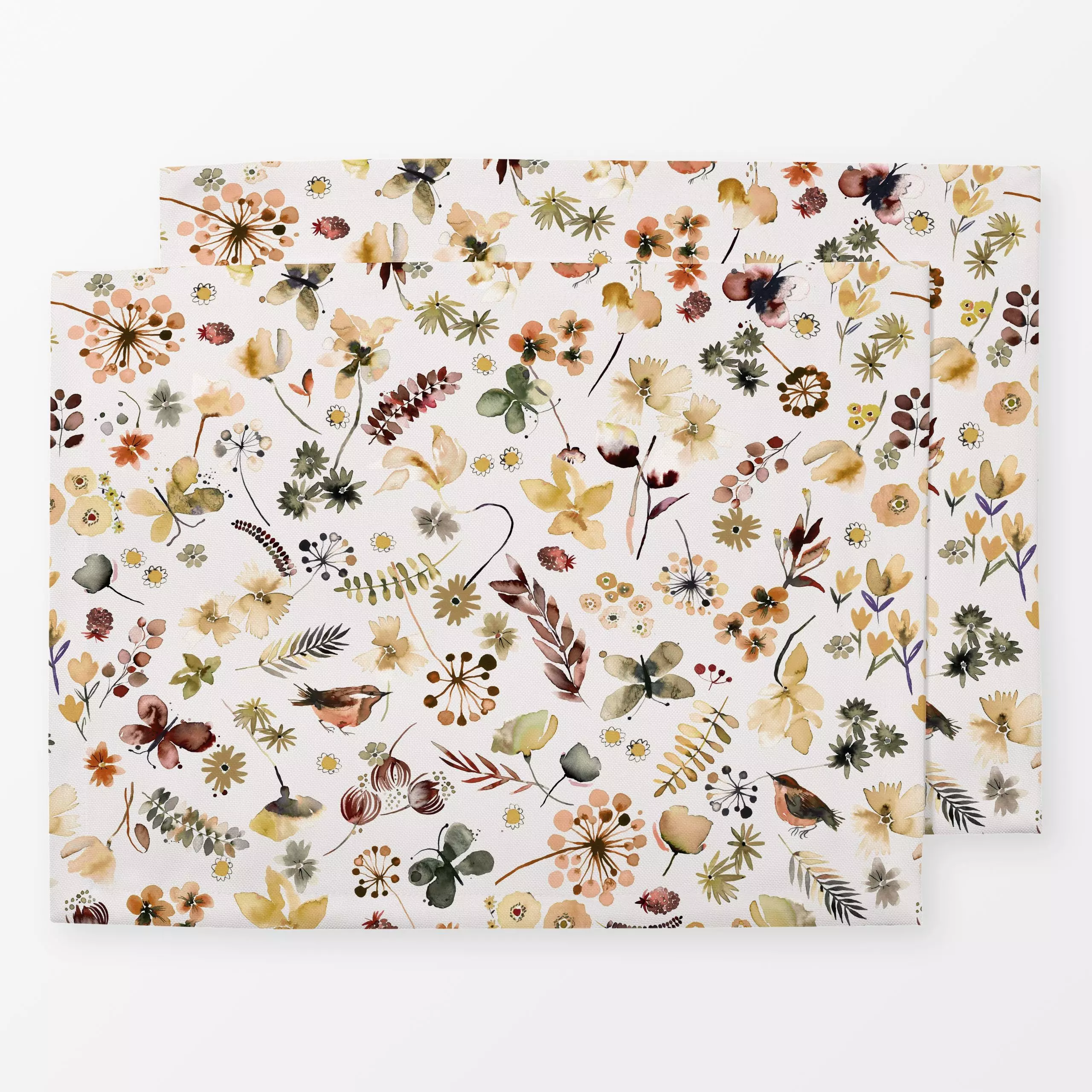 Tischset Wild Nature Plants Beige - Blumen & Florales, Tiere, Pflanzen & Botanik - von „Ninola Design "; Aquarell, Natur, Bl...