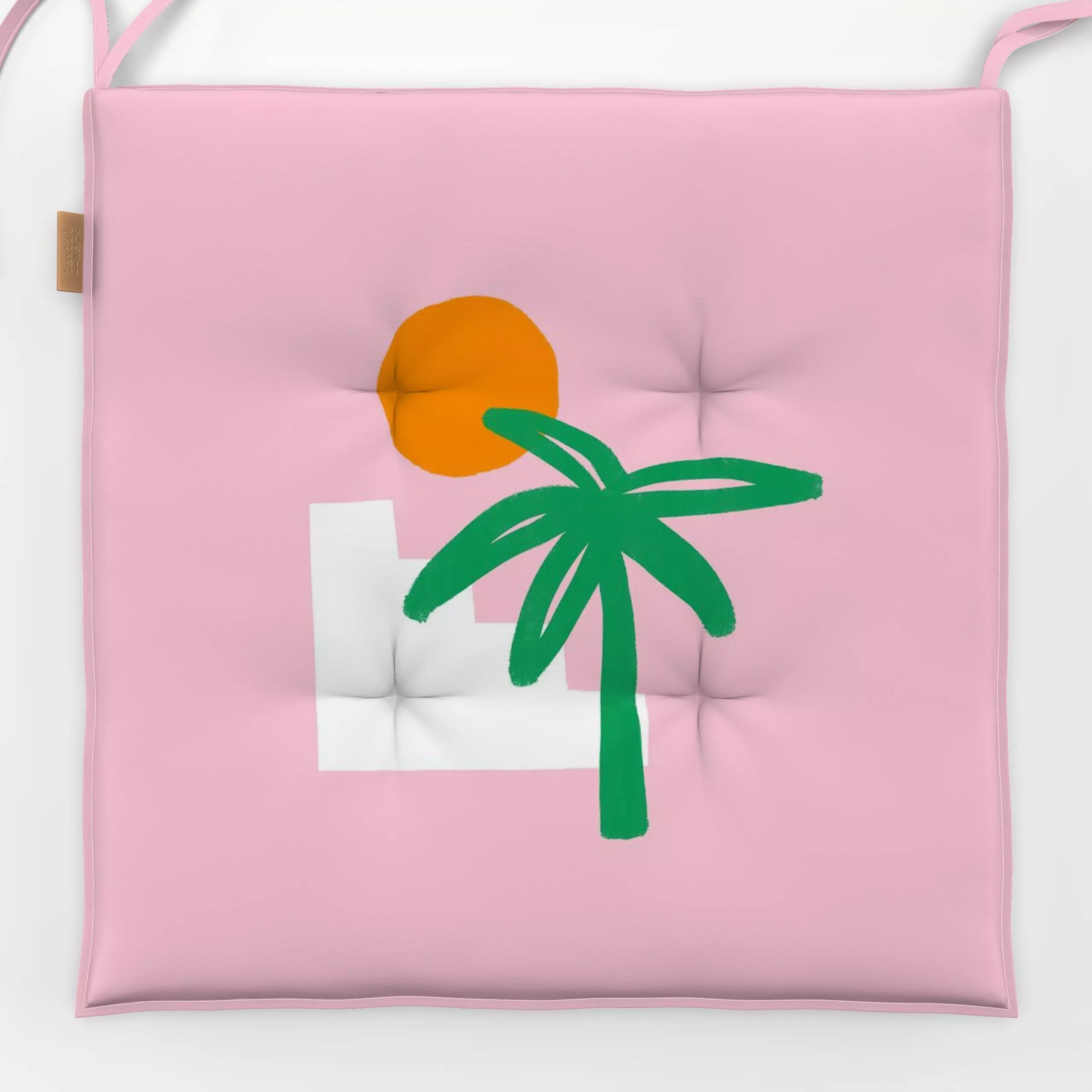 Sitzkissen Palme mit Treppe Abstrakt - Sommer, Pflanzen & Botanik - von „Maren Gross "; abstrakt, Palmen, Sonnenaufgang, Son...