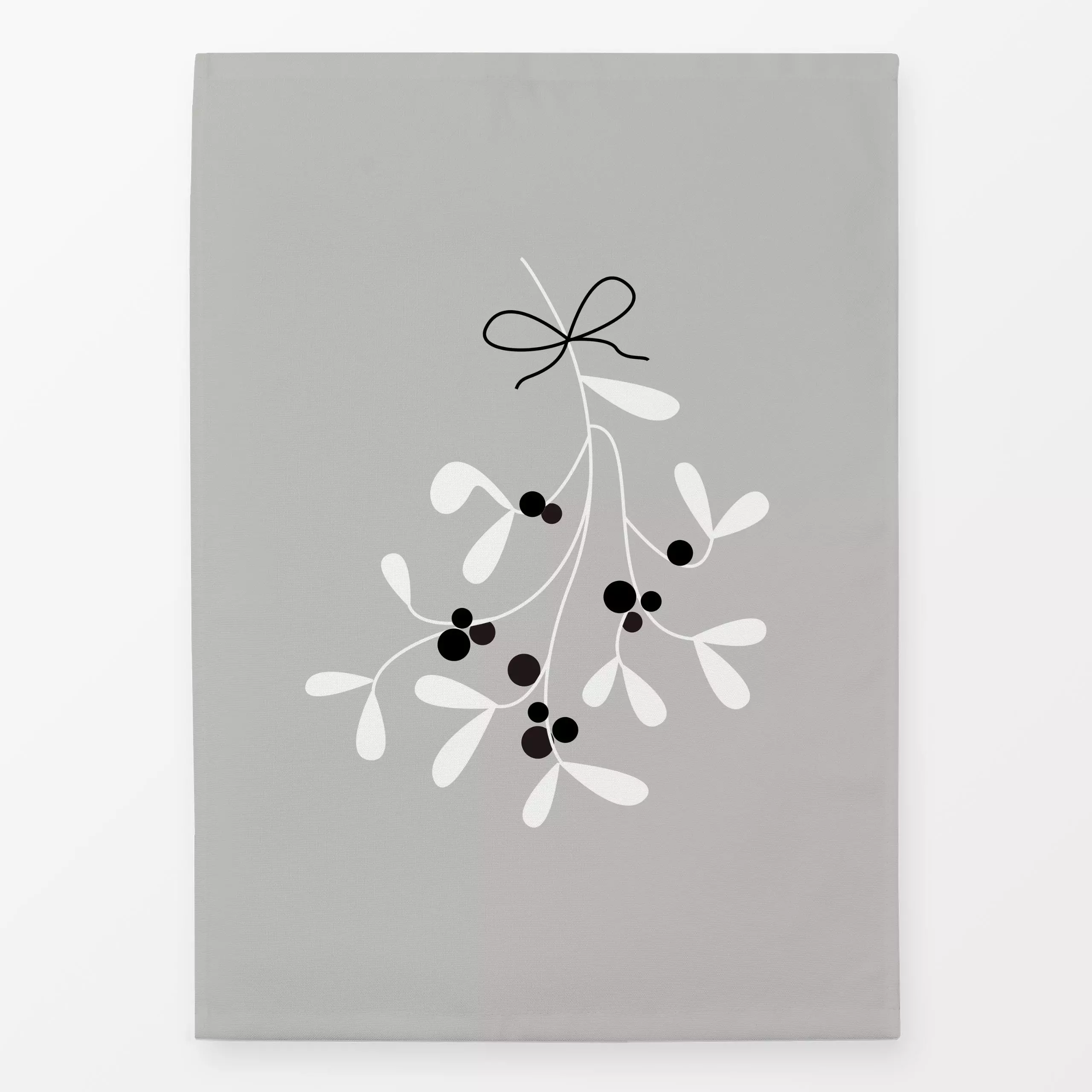 Geschirrtücher Christmas Mistletoe grey - Blumen & Florales, Weihnachten, Winter - von „Karen Menzenbach"; grau, Weihnachten...