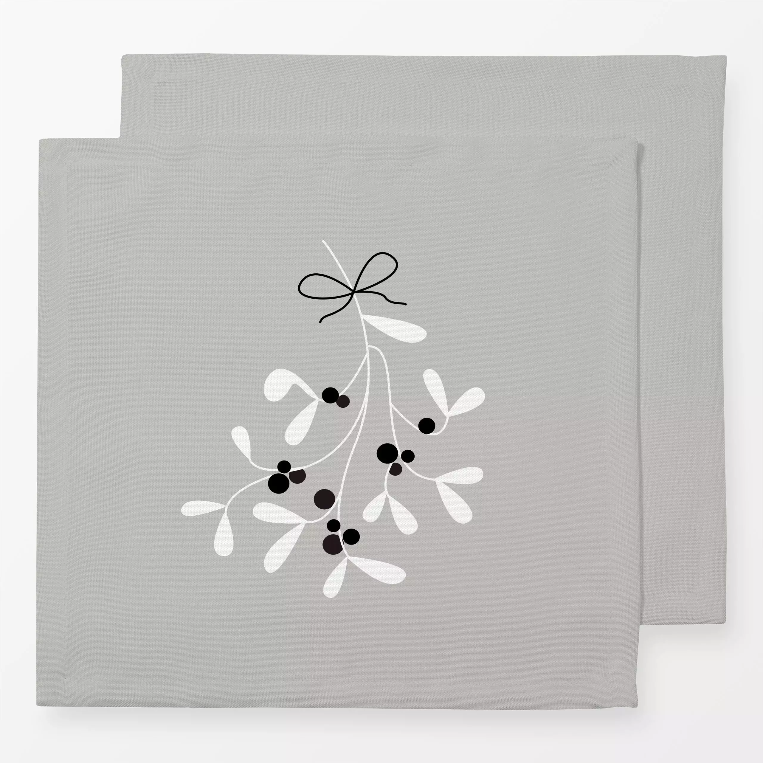 Servietten Christmas Mistletoe grey - Blumen & Florales, Weihnachten, Winter - von „Karen Menzenbach"; grau, Weihnachten, gr...