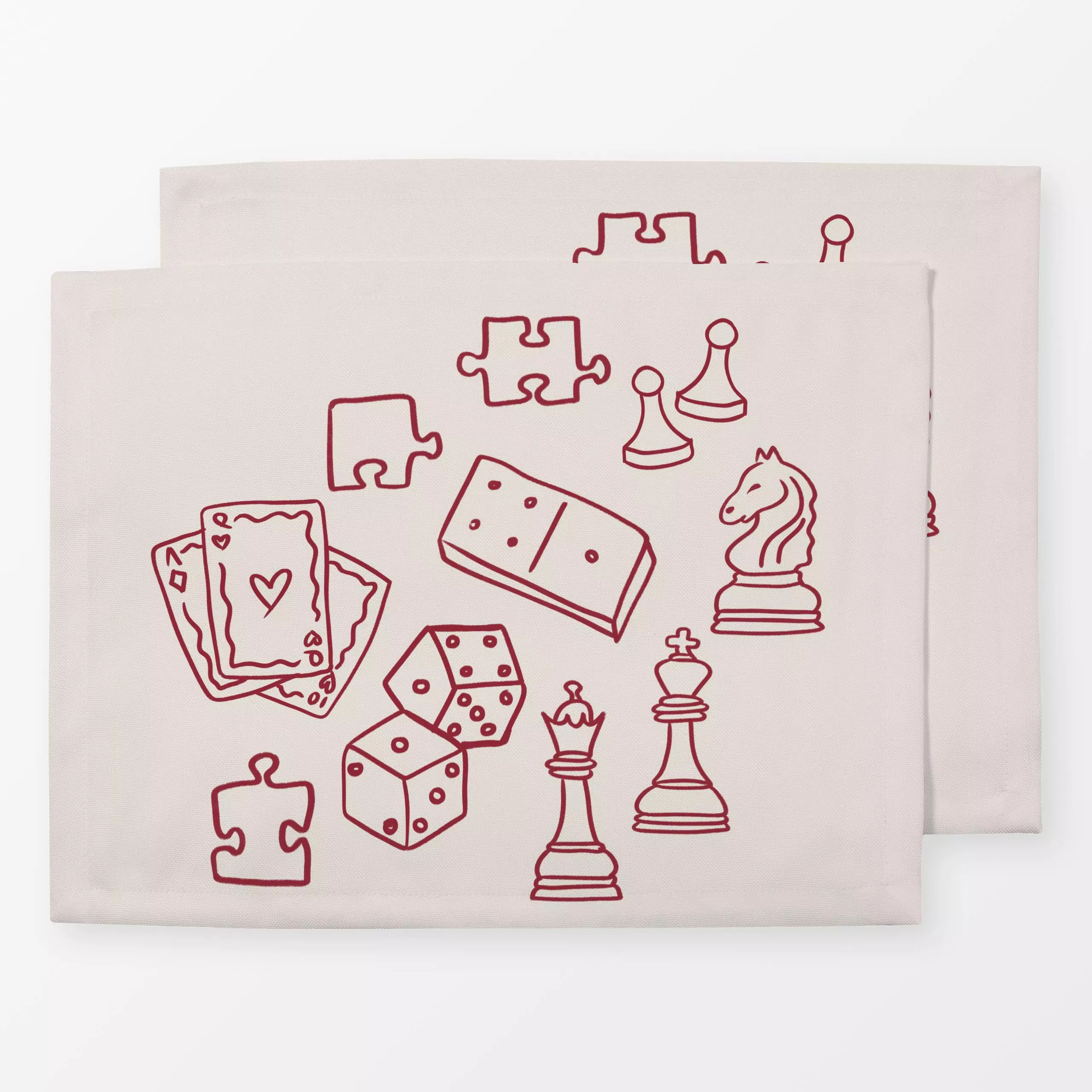 Tischset Spieleabend Dunkelrot - Weihnachten, Anlässe - von „textilwerk"; Illustration, skandinavisch, Weihnachten, Weihnach...