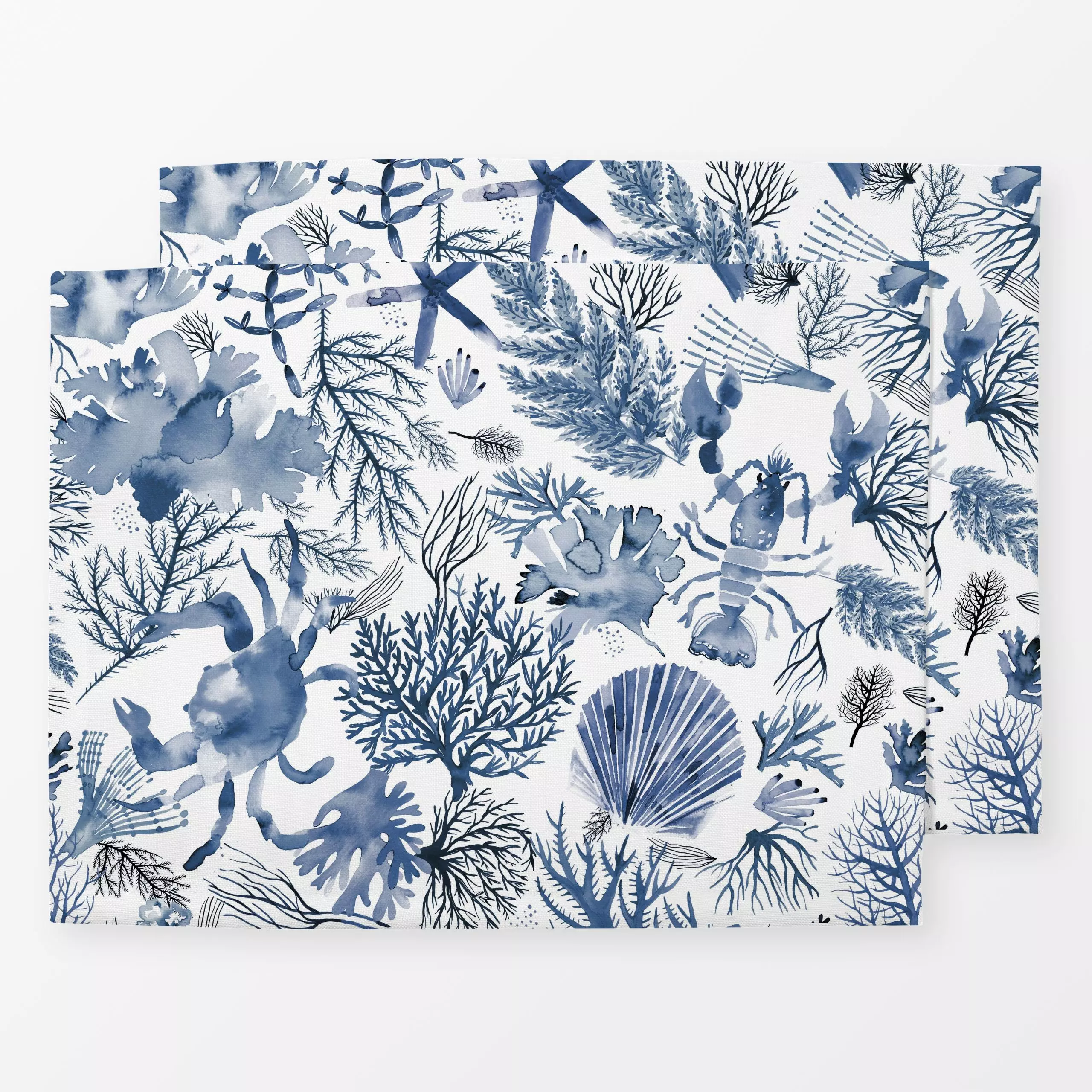 Tischset Corals and Crabs Blue, Tiere, Sommer, von Ninola Design