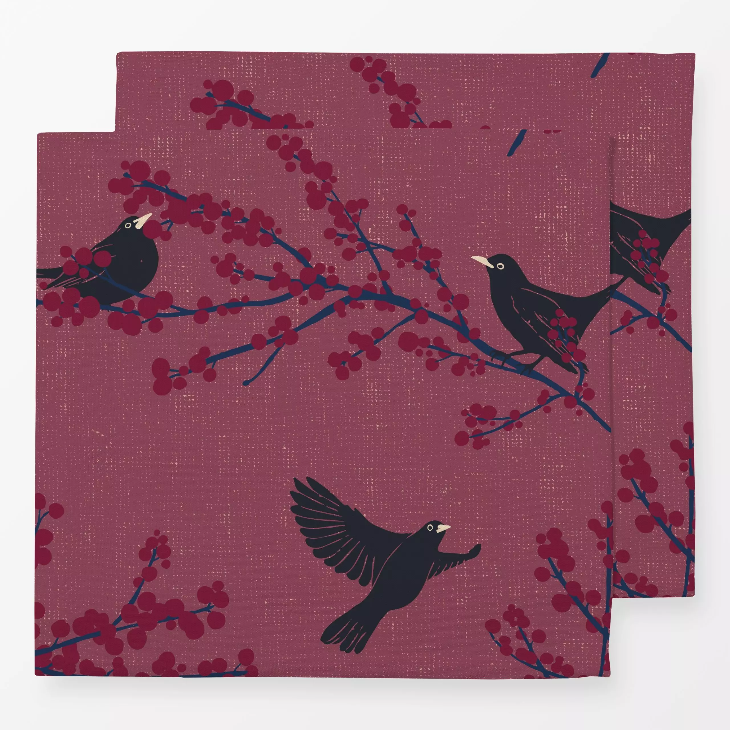 Servietten Chirping Beauties rose - Herbst, Tiere - von „moDeern Design Studio"; Vogel, Herbst, Herbstdeko, Naturprint, Herb...