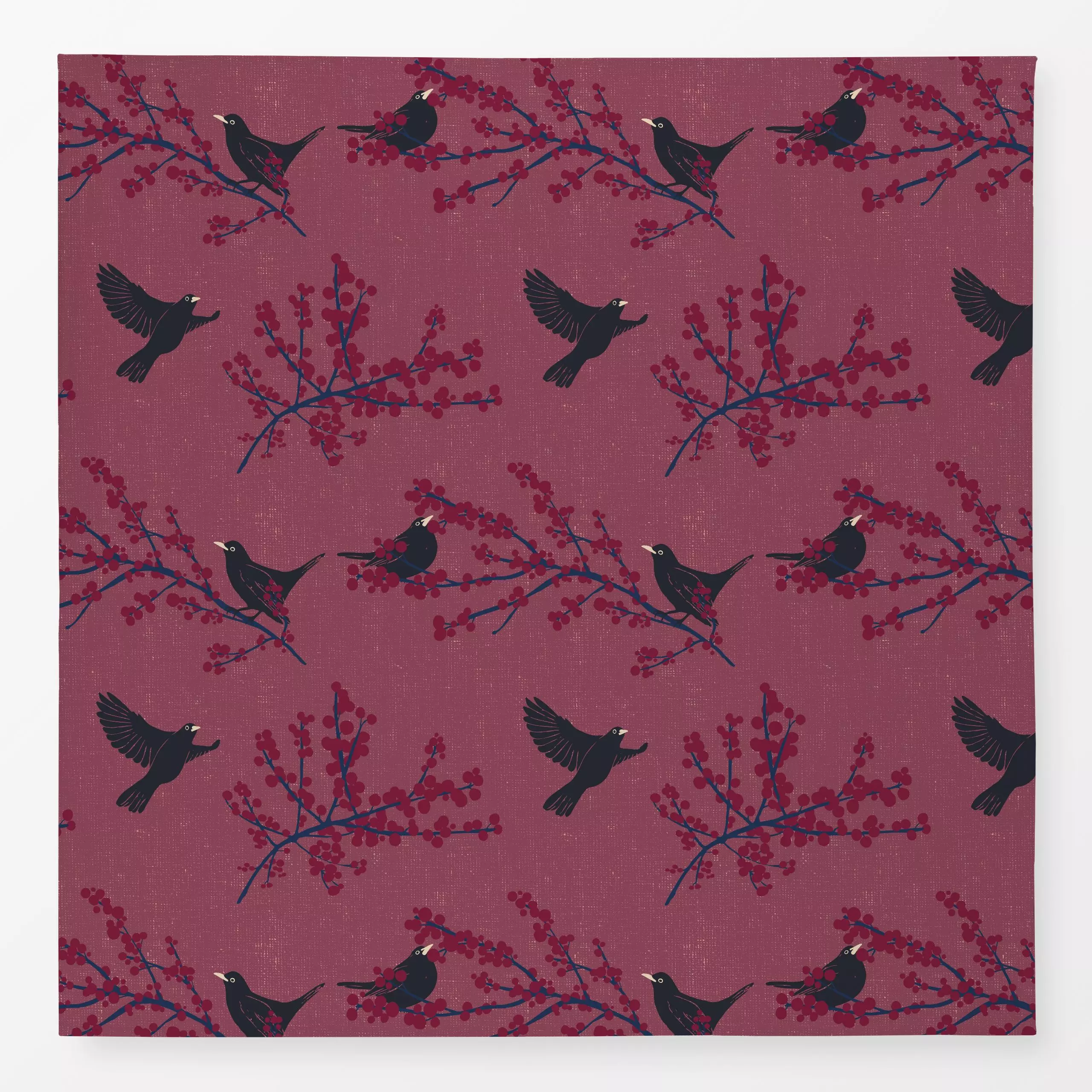 Tischdecke Chirping Beauties rose - Herbst, Tiere - von „moDeern Design Studio"; Vogel, Herbst, Herbstdeko, Naturprint, Herb...