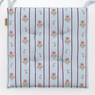 Sitzkissen Flowers and lines light blue