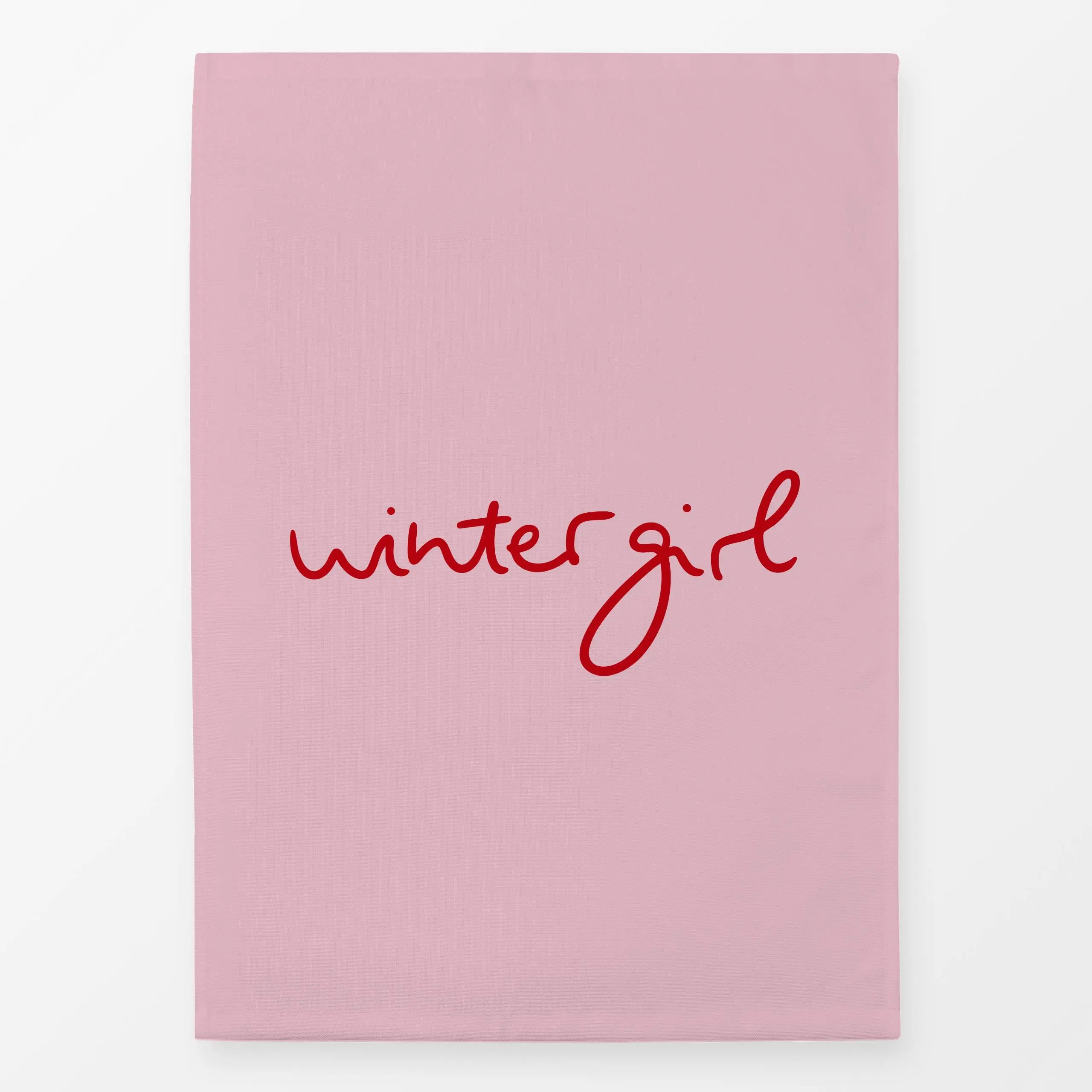 Geschirrtücher Wintergirl rose pink - Sprüche & Schriftzüge, Winter - von „Karen Menzenbach"; rosa, Winter, Schnee, rot, spr...