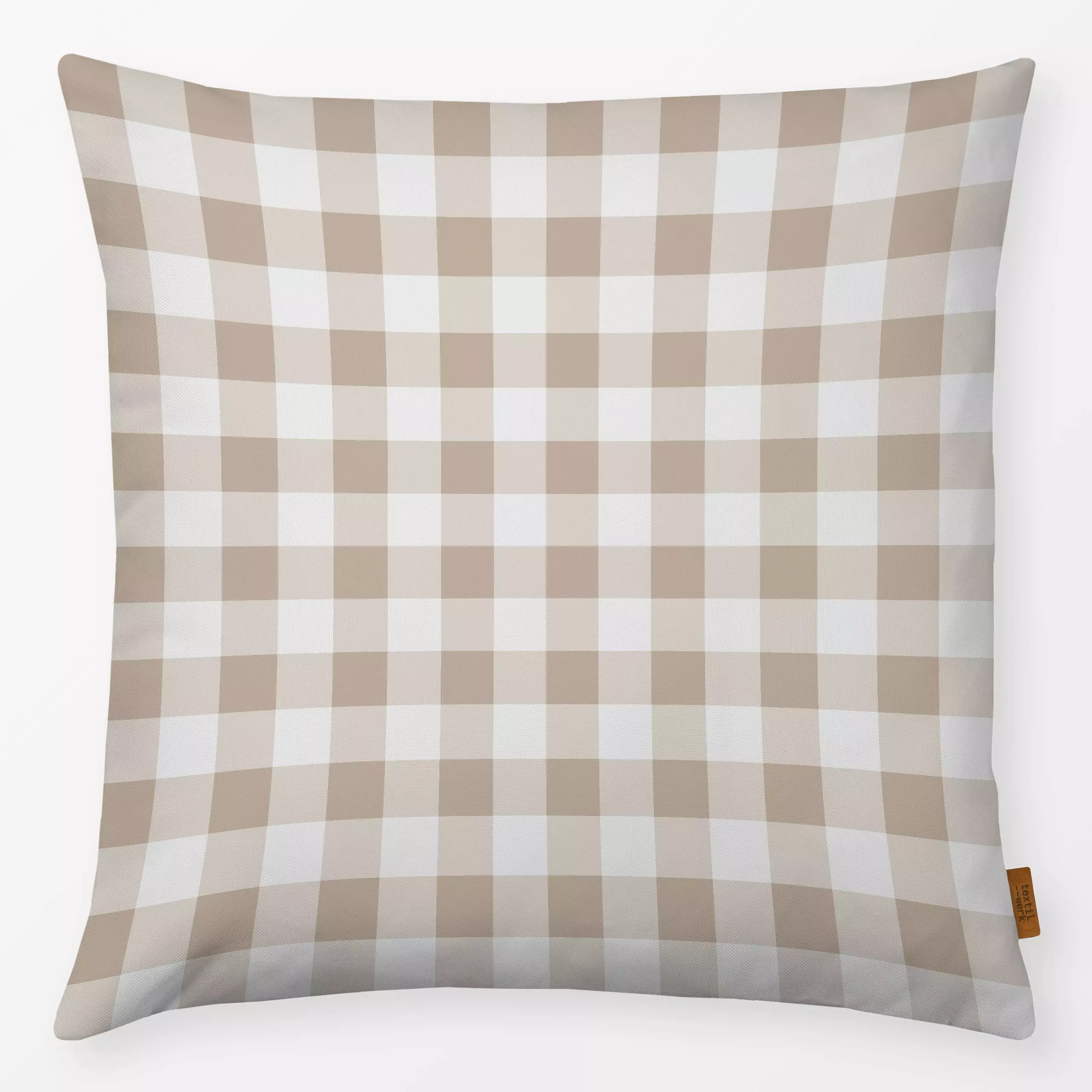 Kissen Small beige Gingham - Symbole & Muster - von „Lisa Jasmin Bauer"; minimal, beige, modern, gingham, simple, Checker