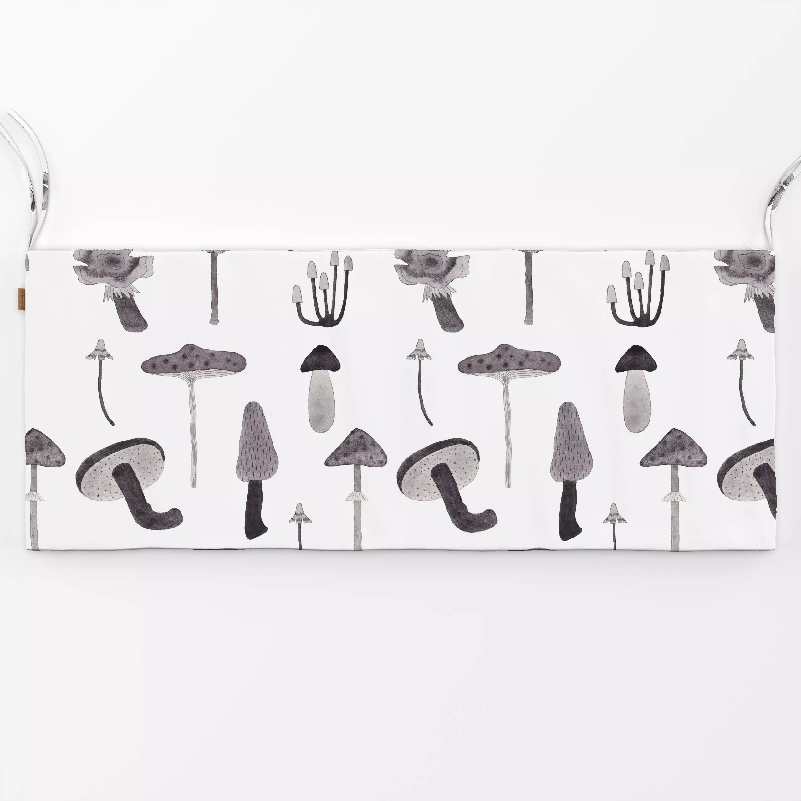 Bankauflage Pilzwald monochrom - Herbst, Pflanzen & Botanik - von „Paulina Rauh"; schwarz, Gouache, Illustration, Wald, bota...