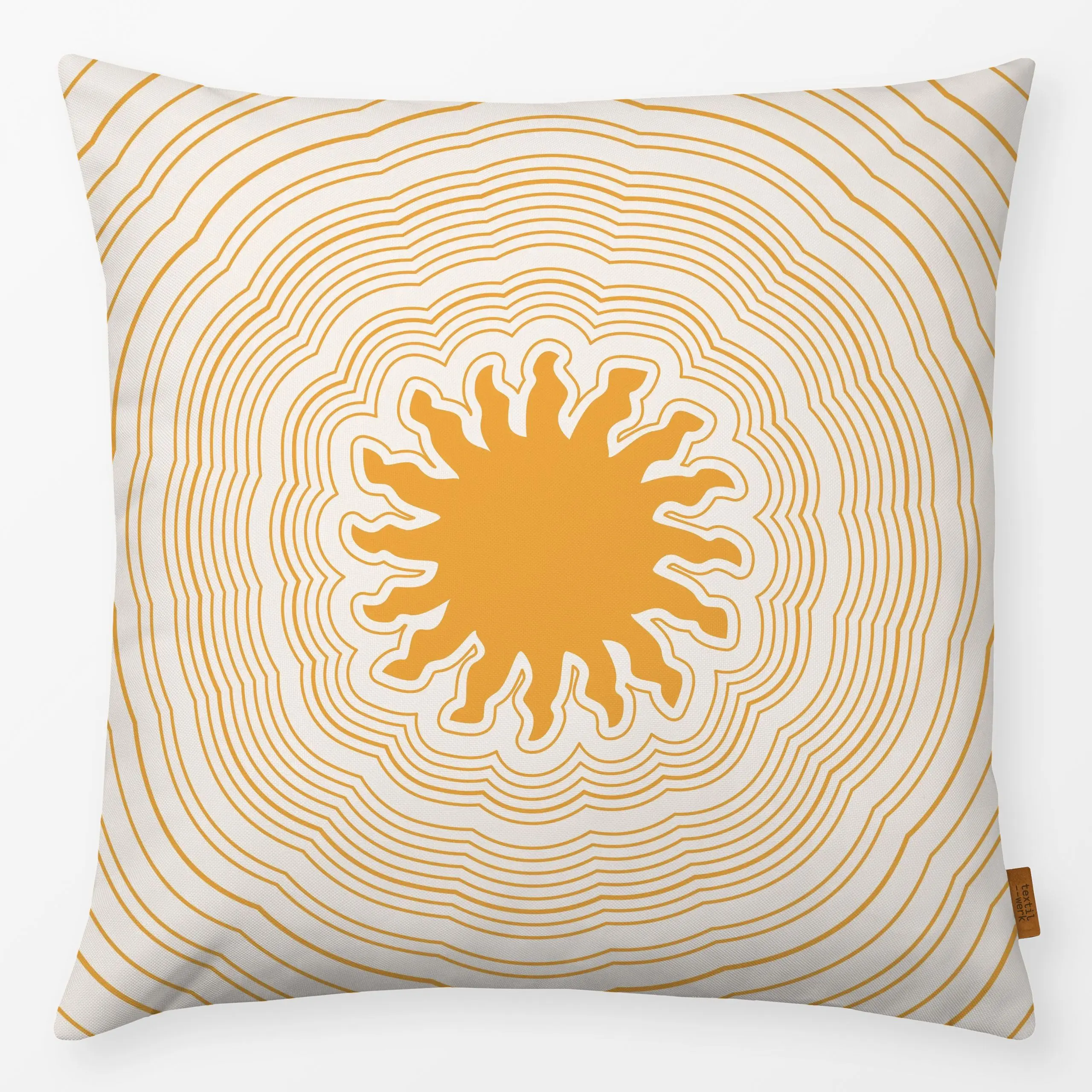Kissen Sun Circle Waves white - Natur & Landschaft, Sommer, Symbole & Muster - von „Karen Menzenbach"; boho, Linien, abstrak...