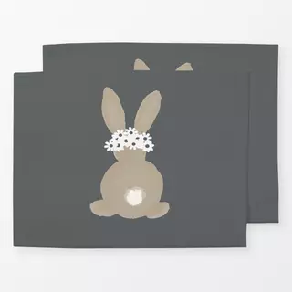 Tischset Osterhase Gänseblümchen Grau