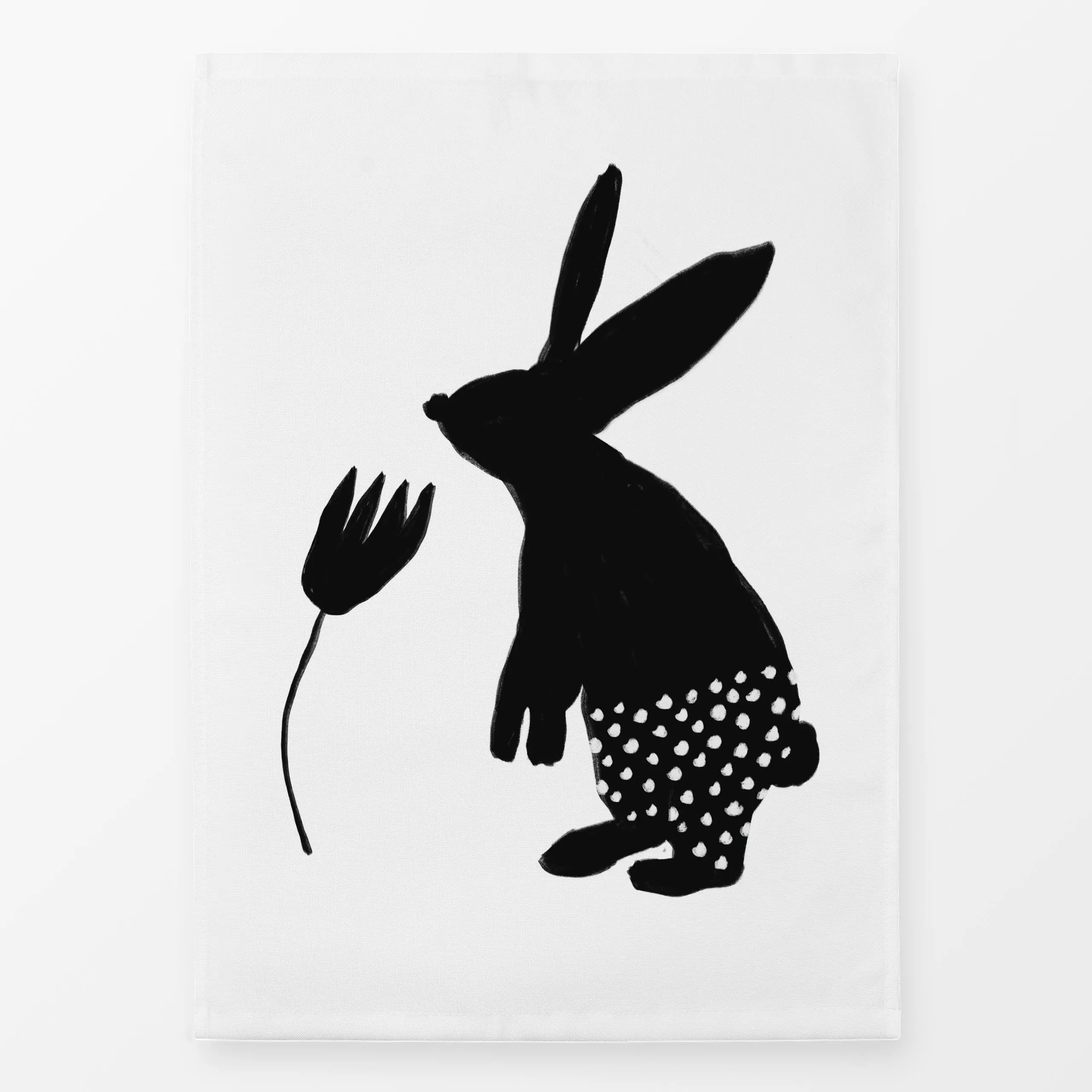 Geschirrtücher Osterhase mit Blume Weiß - Frühling, Anlässe - von „Sophie Augustin Illustration"; Ostern, Osterhase, Hase, H...