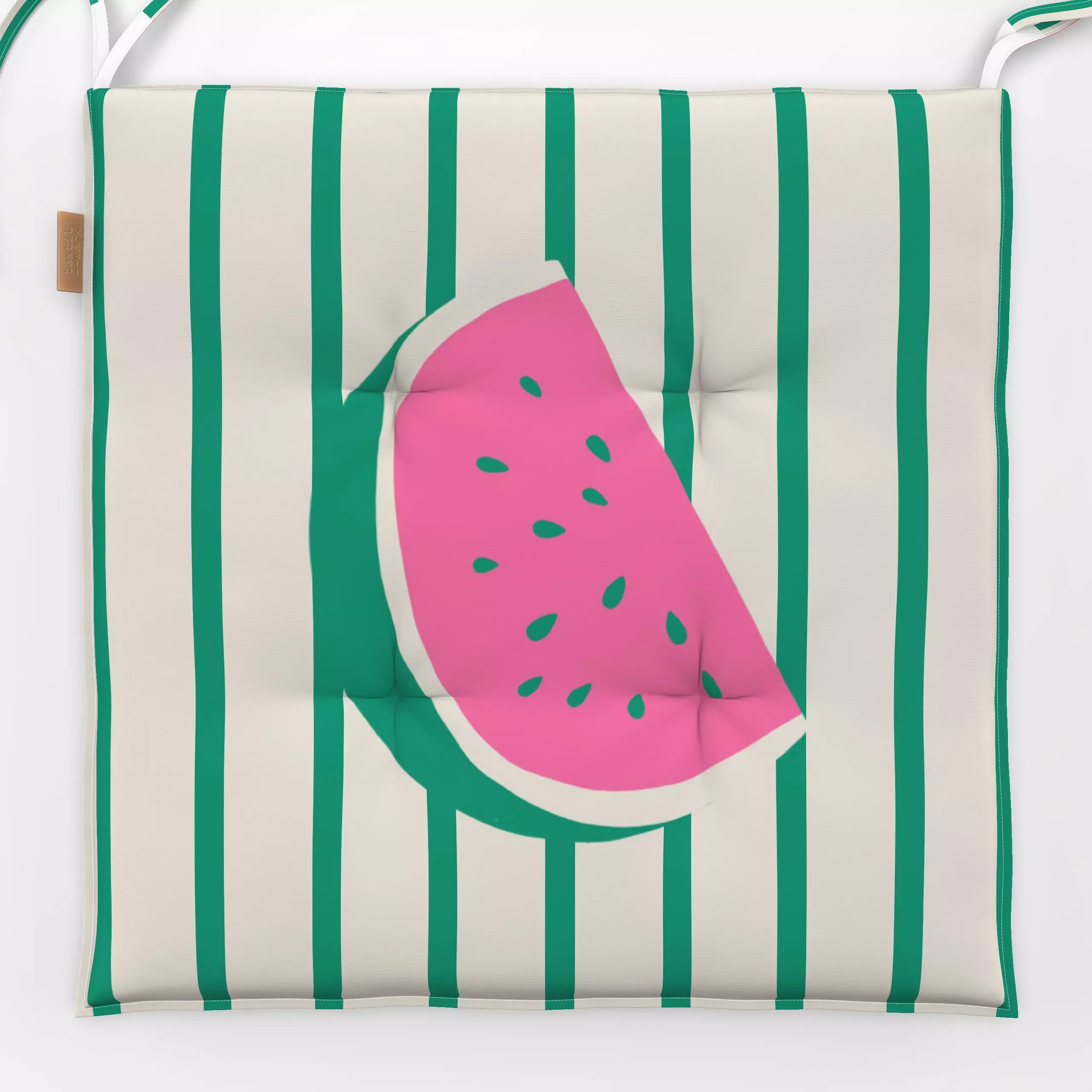 Sitzkissen Watermelon Stripes Green - Sommer, Symbole & Muster, Früchte - von „textilwerk"; Illustration, Sommer, trend, pin...