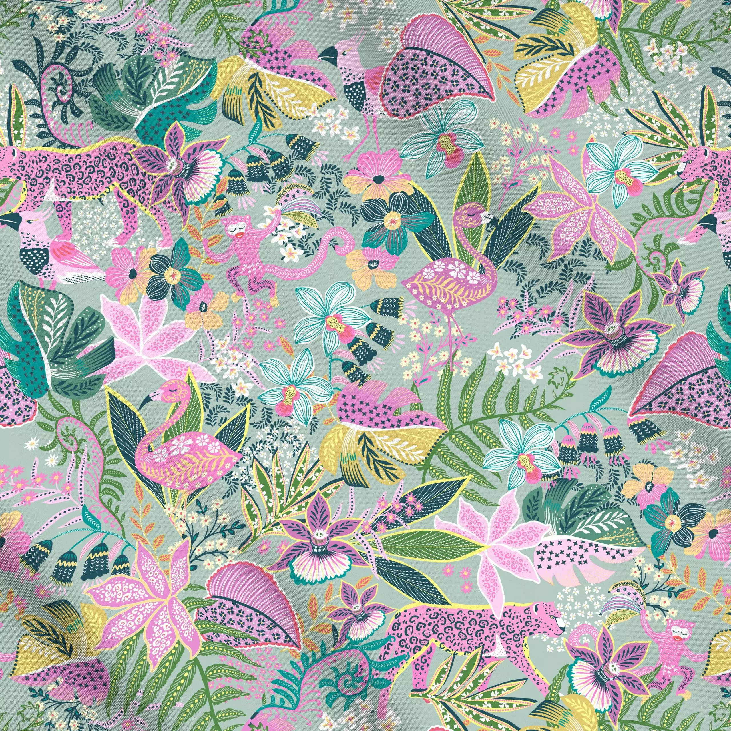 Meterware Dschungle Tropische Tiger - Natur & Landschaft, Symbole & Muster, Pflanzen & Botanik - von „Ninola Design "; boho,...