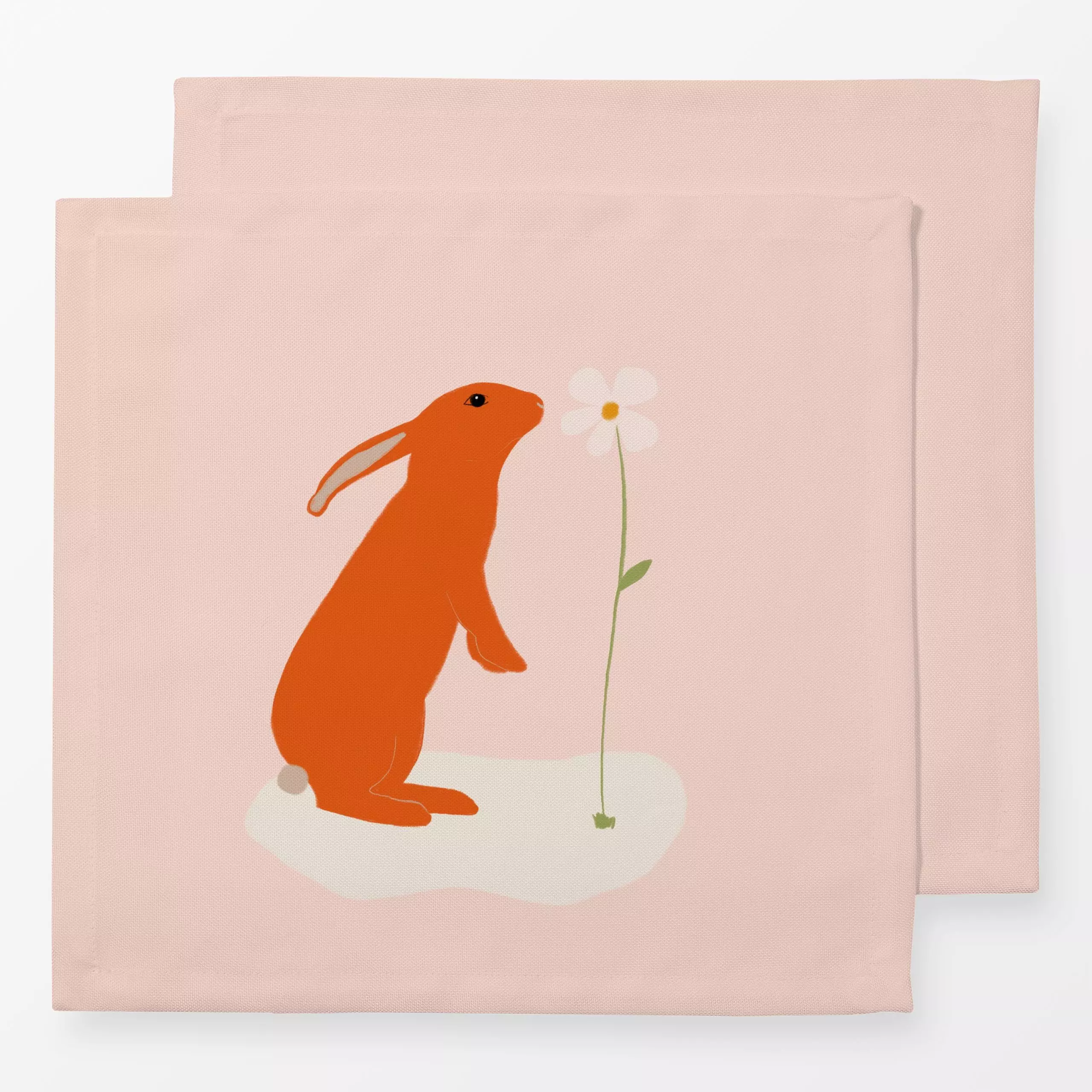 Servietten Osterhase Orange - Frühling, Anlässe, Ostern - von „Sophie Augustin Illustration"; Blumen, Hase, Tiere, Ostern, O...