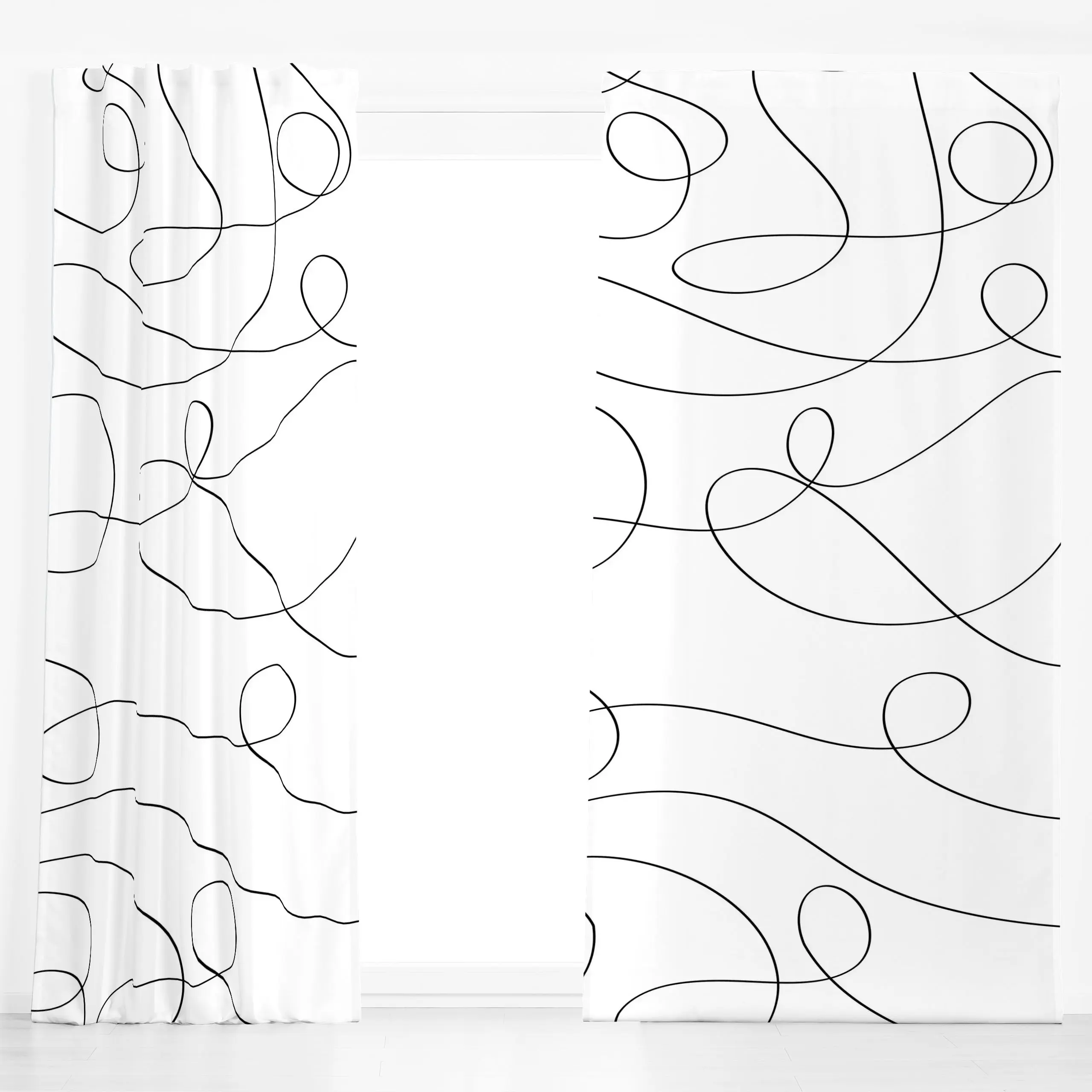 Dekovorhang Soft 02 - Symbole & Muster - von „Sindy Fischer"; Linien, abstrakt, modern, minimalistisch, organisch, schlicht,...