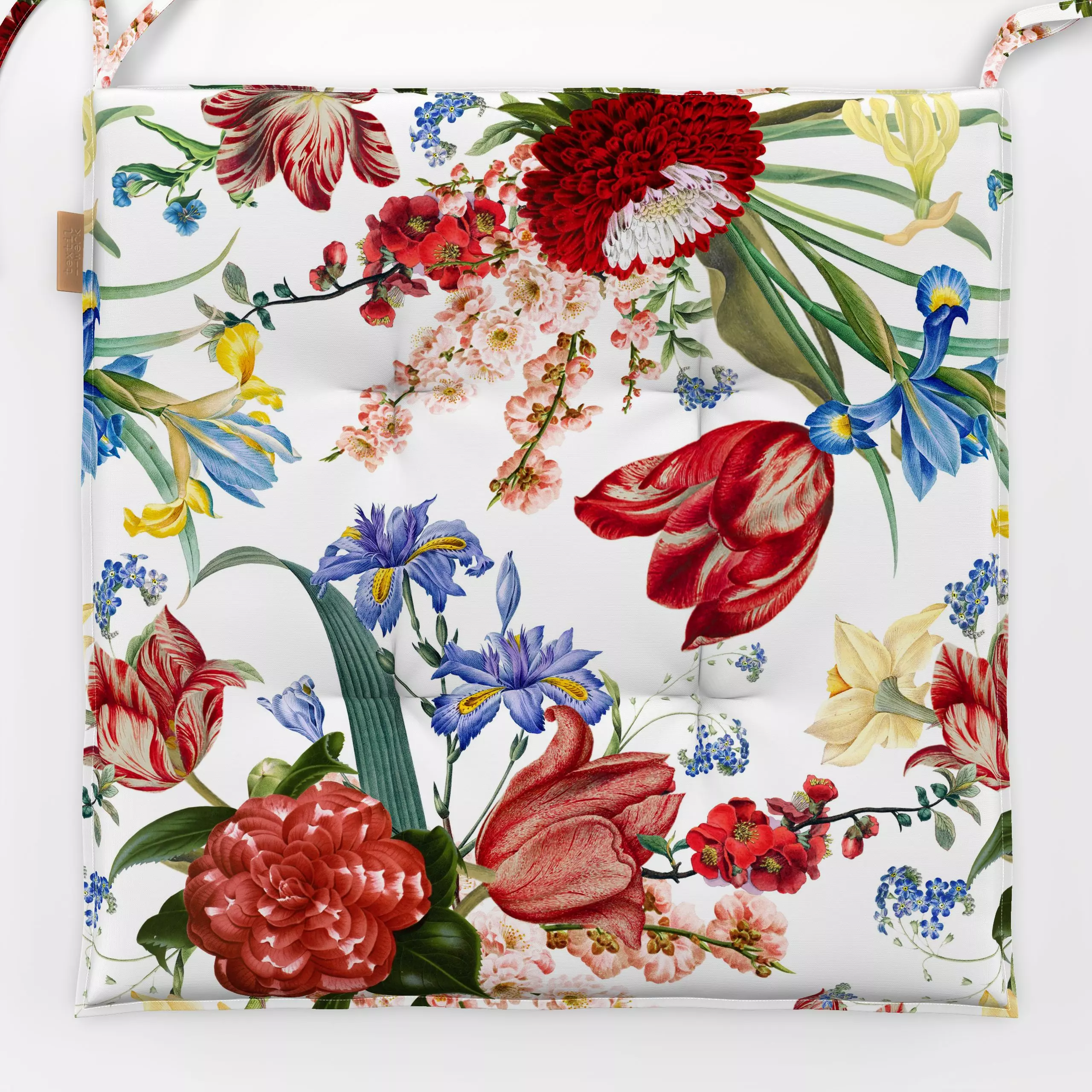 Sitzkissen Vintage Frühling Tulpen - Blumen & Florales, Pflanzen & Botanik - von „Uta Naumann"; boho, Muster, Blumen, Garten...