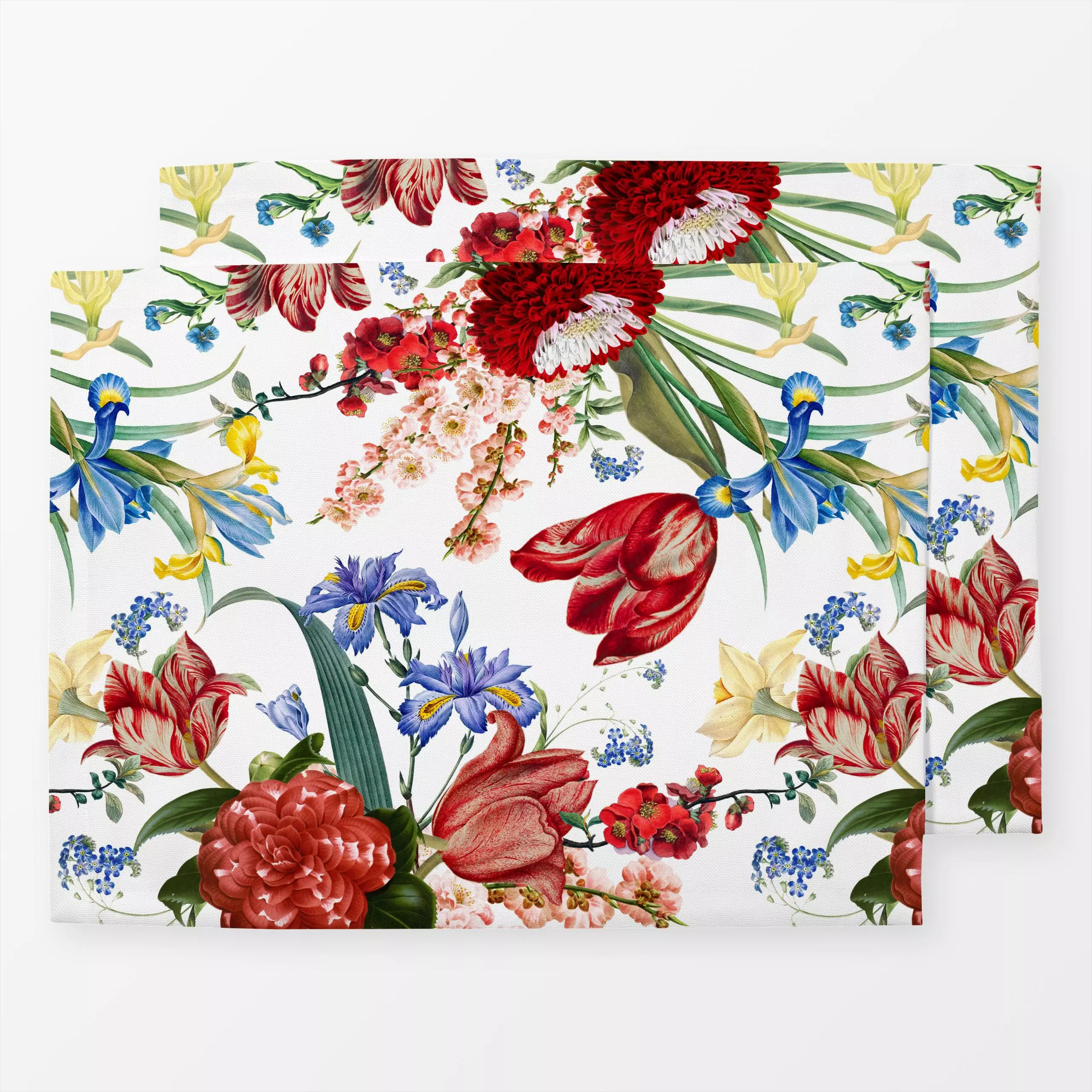 Tischset Vintage Frühling Tulpen - Blumen & Florales, Pflanzen & Botanik - von „Uta Naumann"; boho, Muster, Blumen, Garten, ...