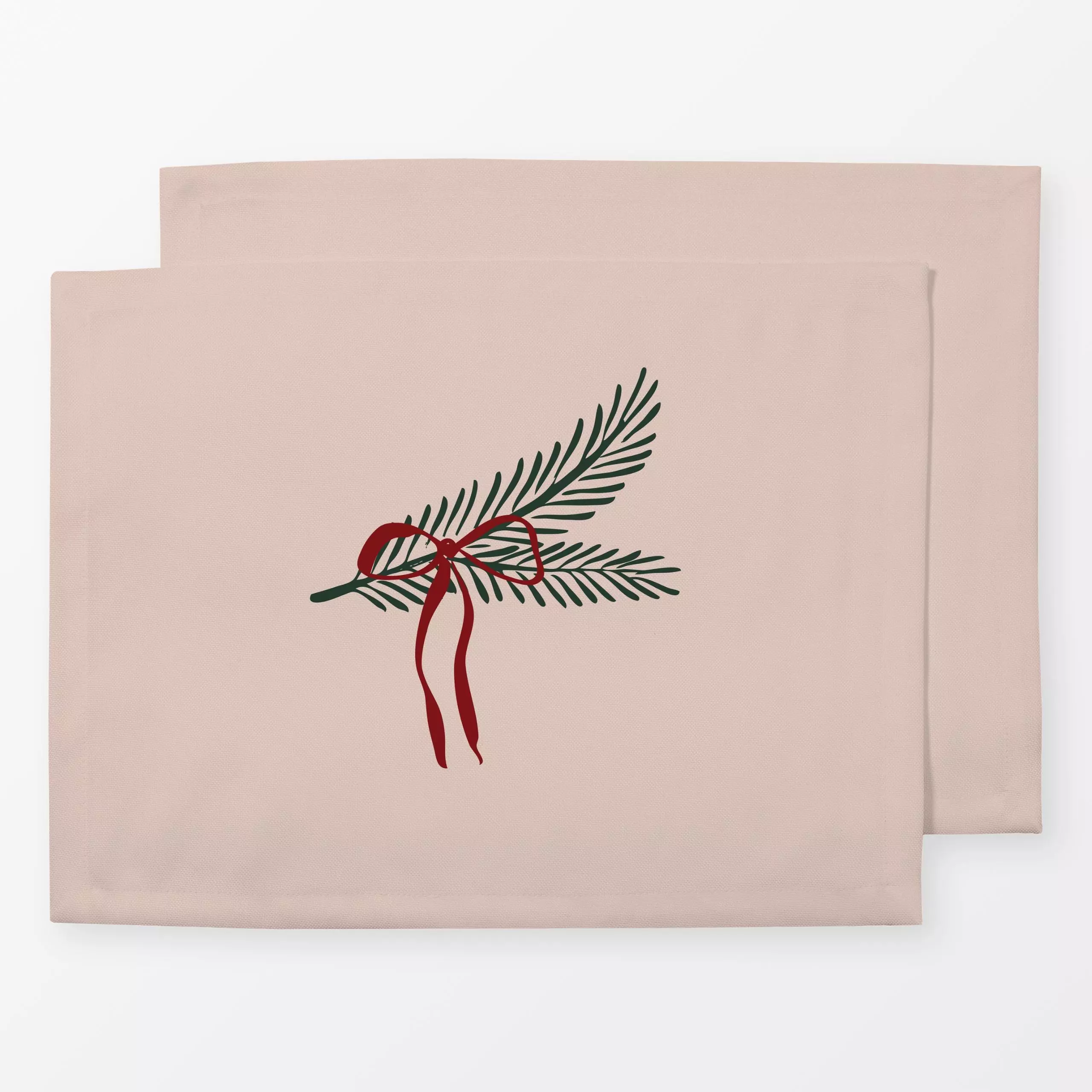 Tischset Tannenzweig rosa - Weihnachten - von „Katrin Graff"; rosa, altrosa, weihnachtlich, Weihnachtsdeko, schleife, rosaro...