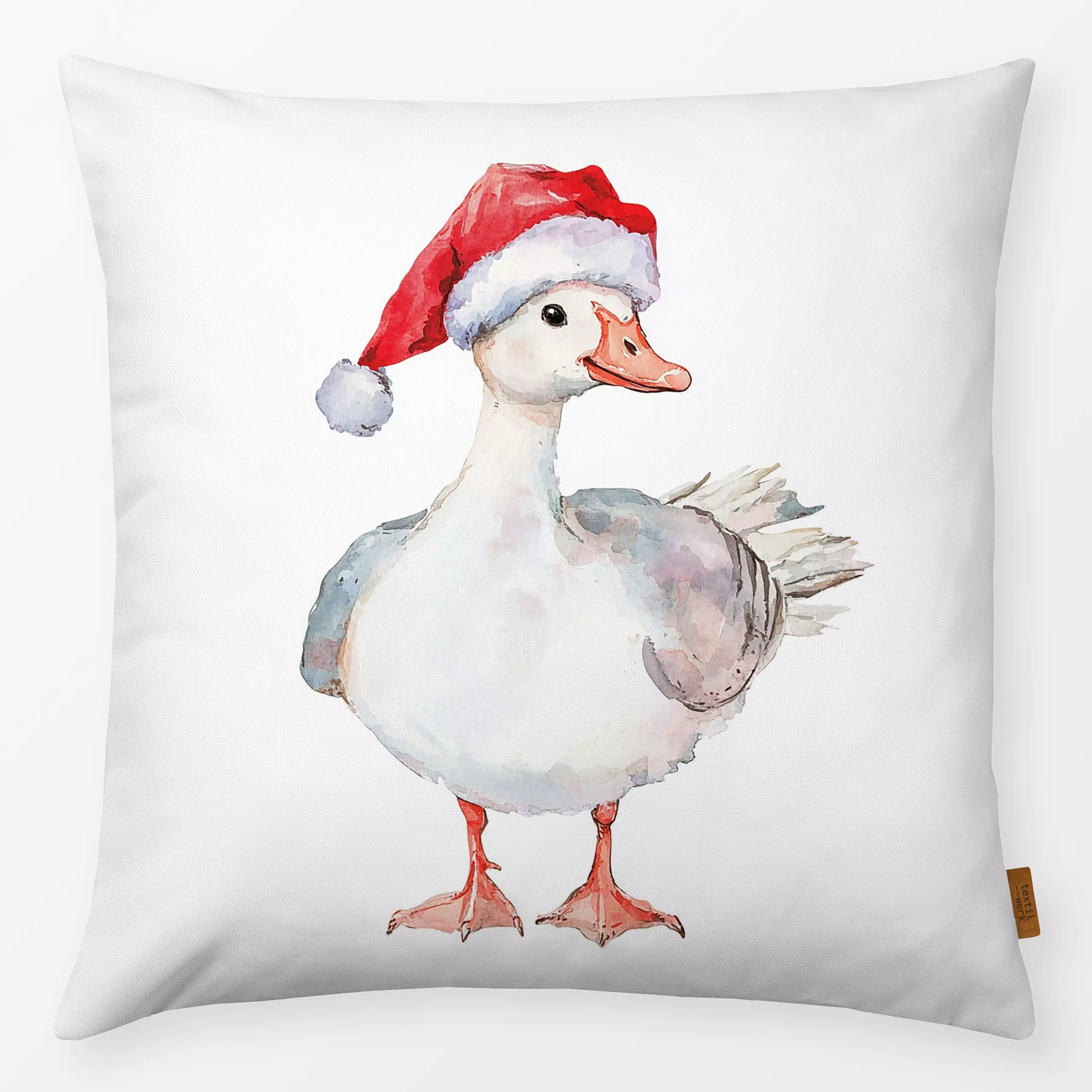 Kissen Weihnachtsmann Gans - Tiere, Weihnachten, Winter - von „Uta Naumann"; Merry Christmas, Gans, Weihnachten, Winter, Wei...